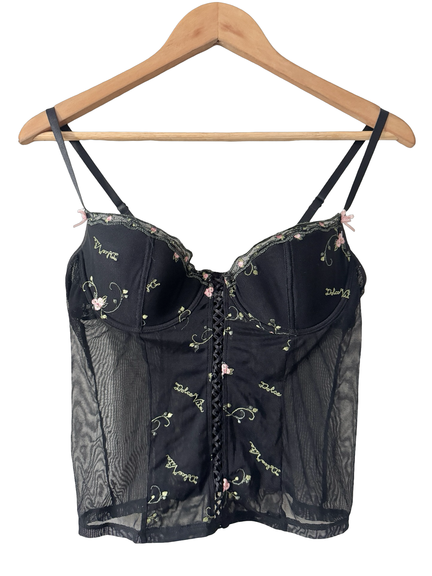Vintage Y2K Rampage Rose Embroidered Bustier Top (M)