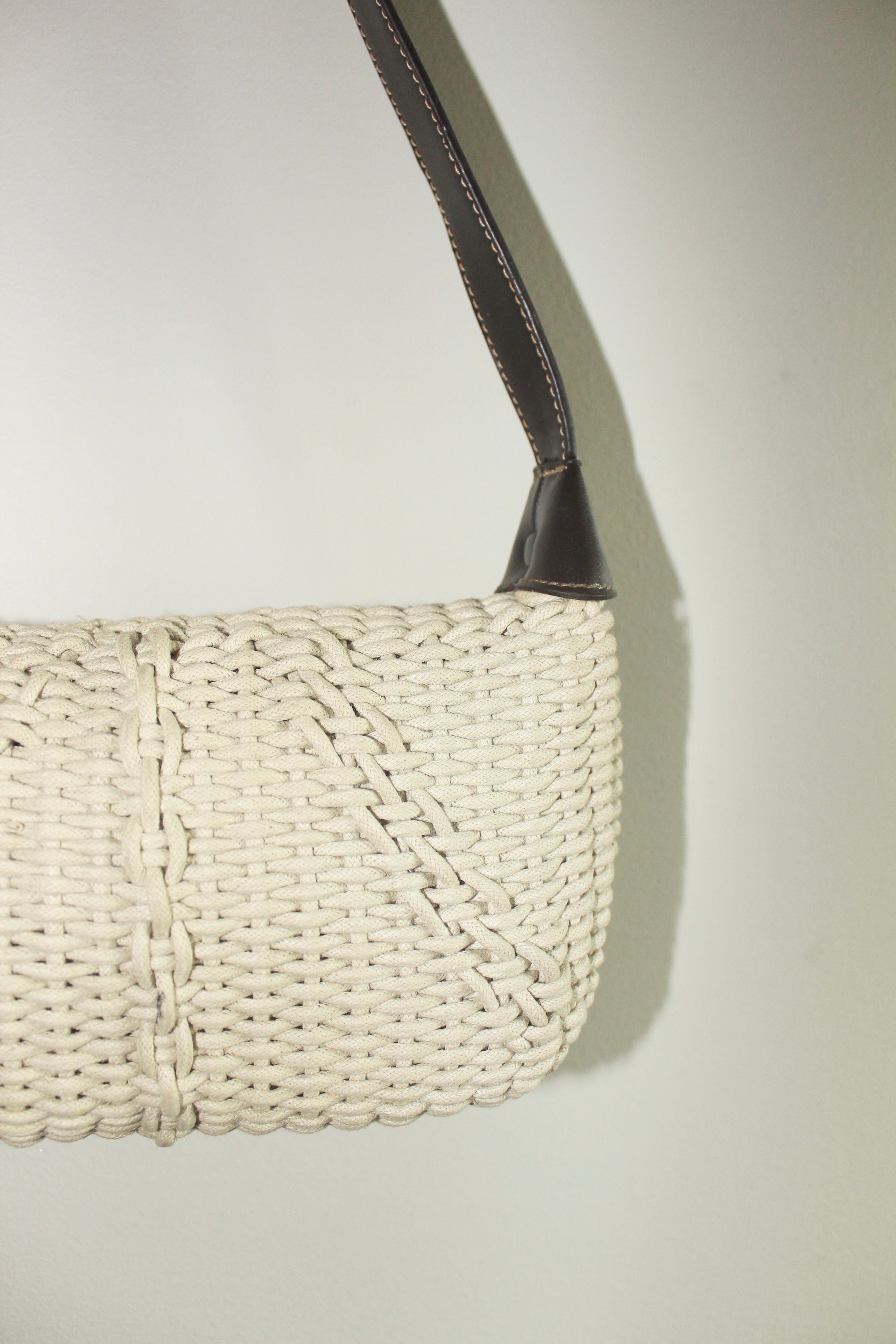 Vintage 90s Ivory Knit Structured Purse