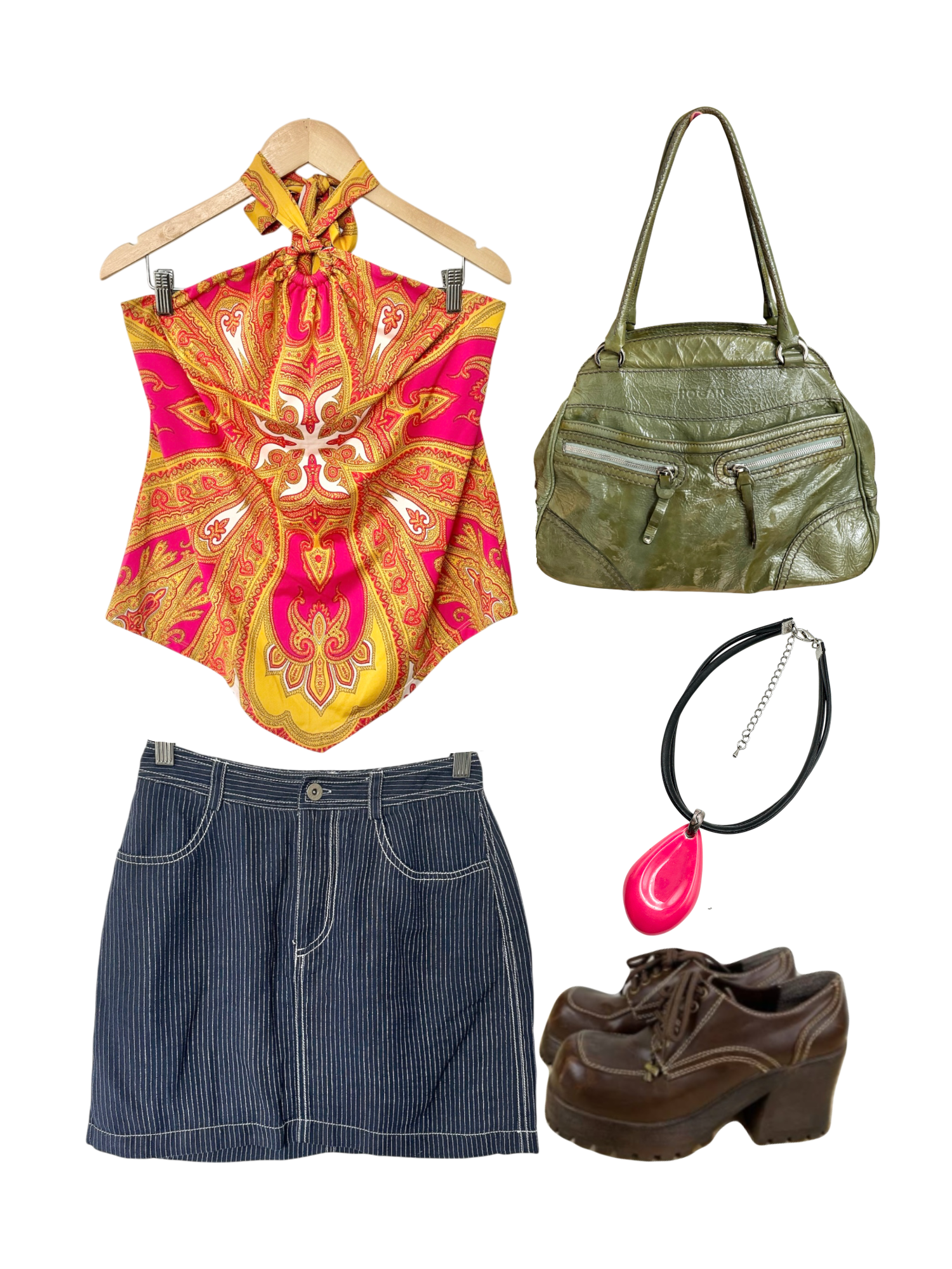 Vintage Y2K Paisley Halter Statement Top (L)