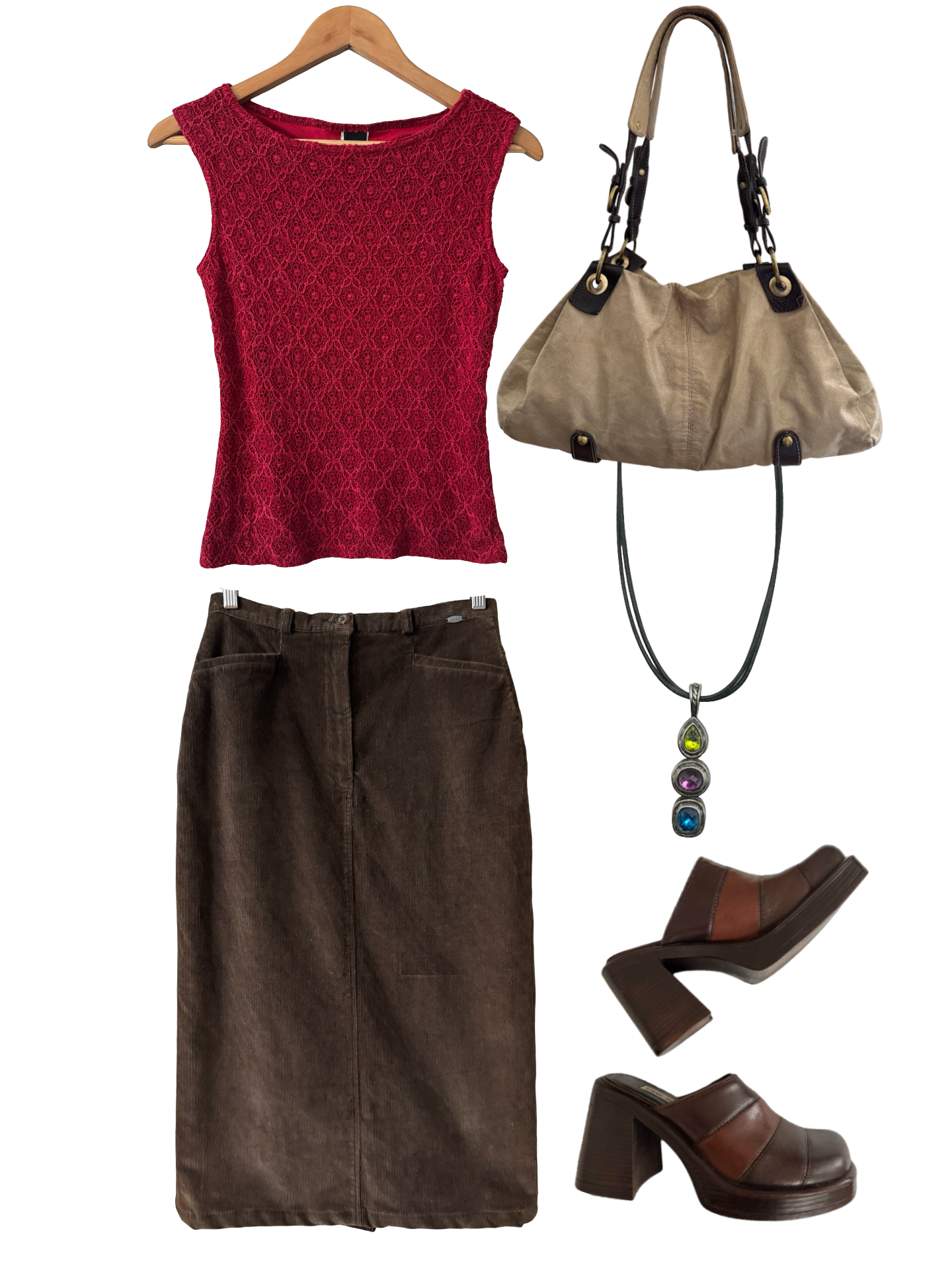Vintage Y2K Chocolate Minimal Midi Skirt (S/M)