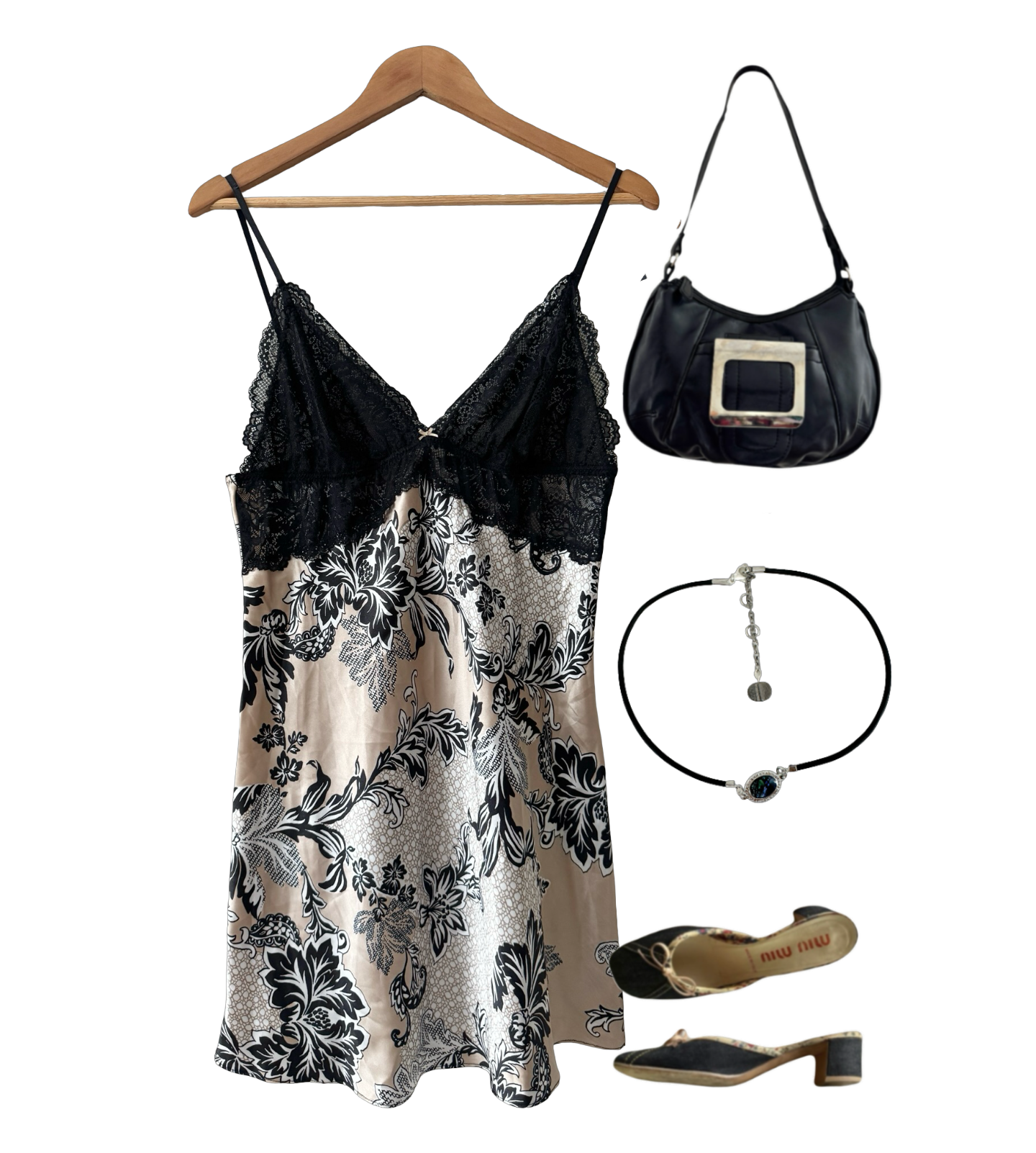 Vintage Y2K Black Lace Night Slip (M/L)