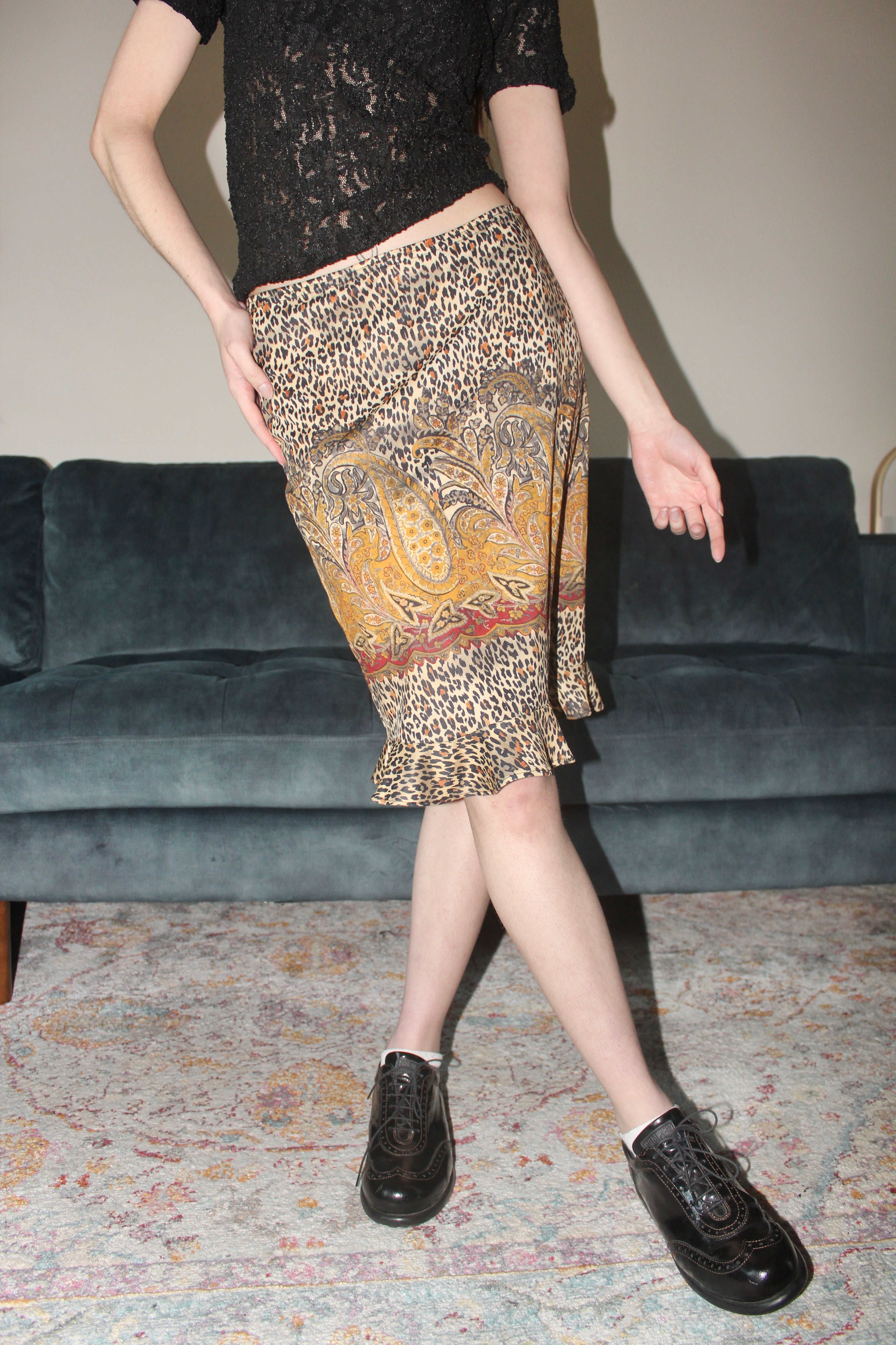 Vintage 90s Mixed Patterned Midi Skirt (S)