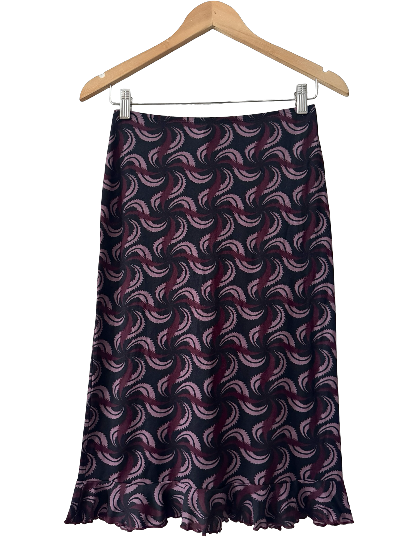 Vintage 90s Trixie Plum Swirl Mesh Midi Skirt (S)