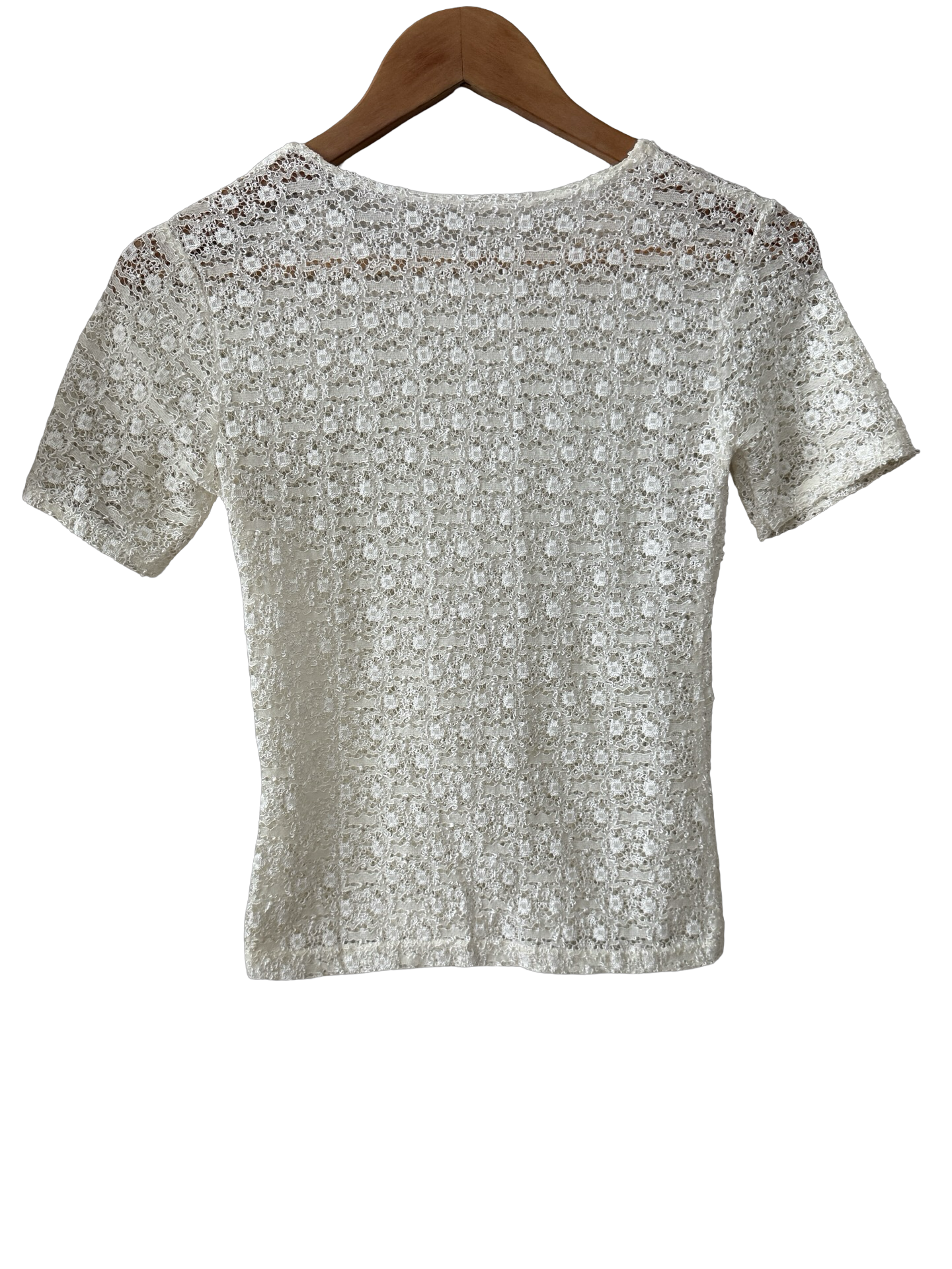 Vintage 60s Ivory Lace Knit Tee (S)