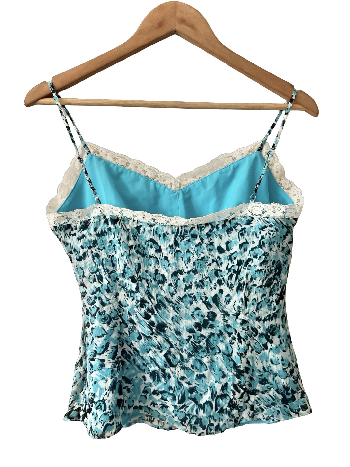Vintage Y2K Sea Glass Silk Lace Cami (S/M)