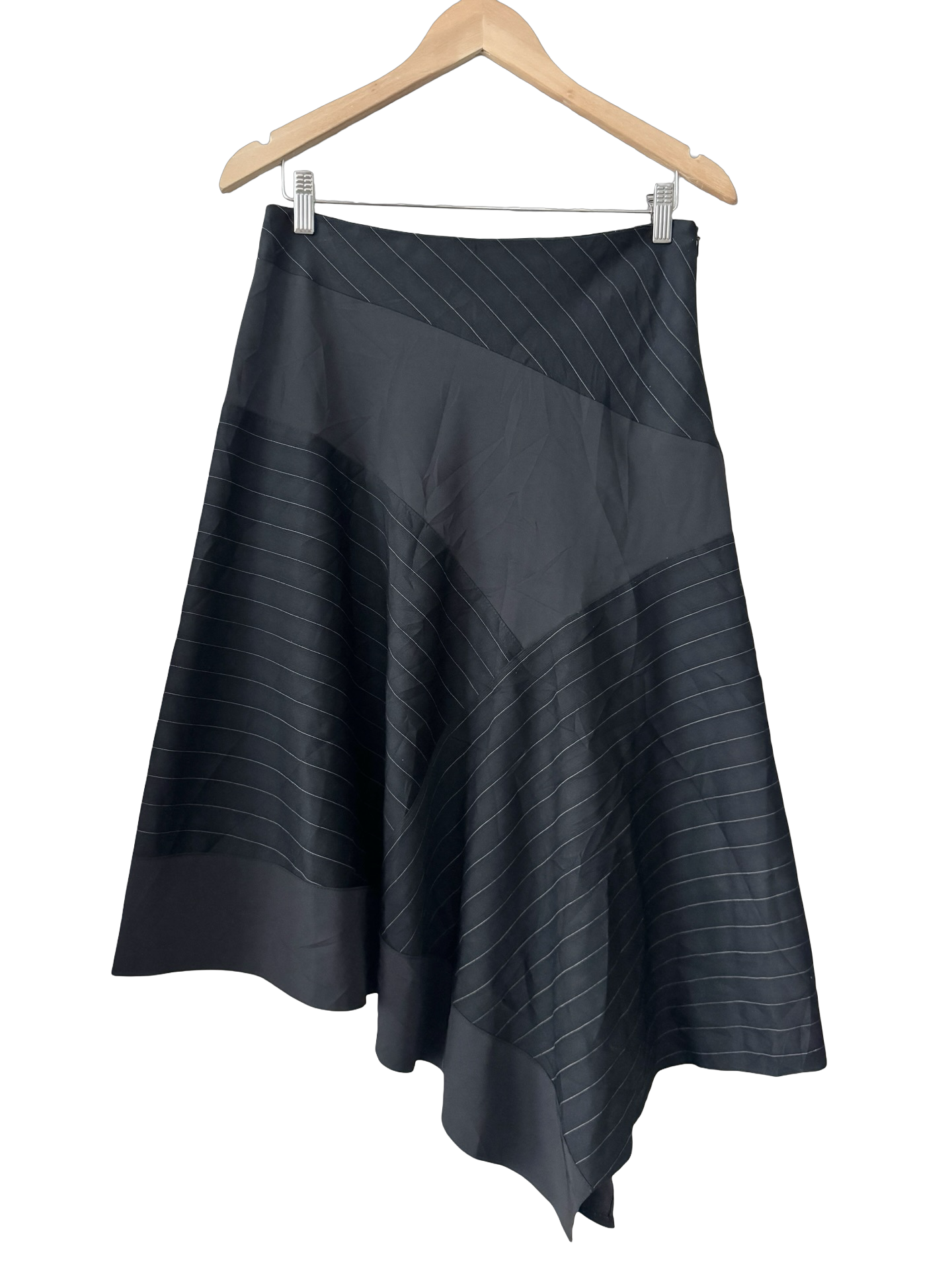 Vintage 90s Parisian Pinstripe Handkerchief Midi Skirt (S/M)