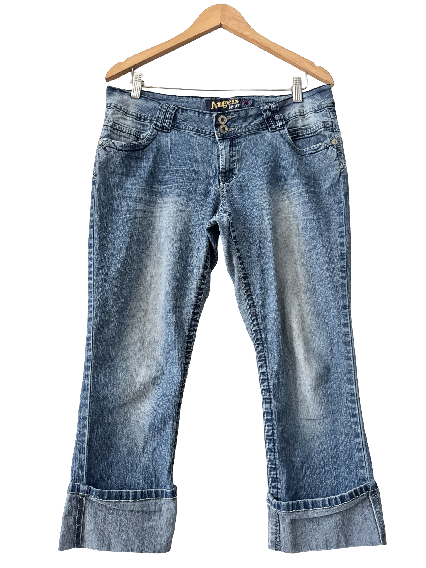 Vintage 90s Angels Jeans Y2K Cuffed Denim Capri Jeans (M/L)