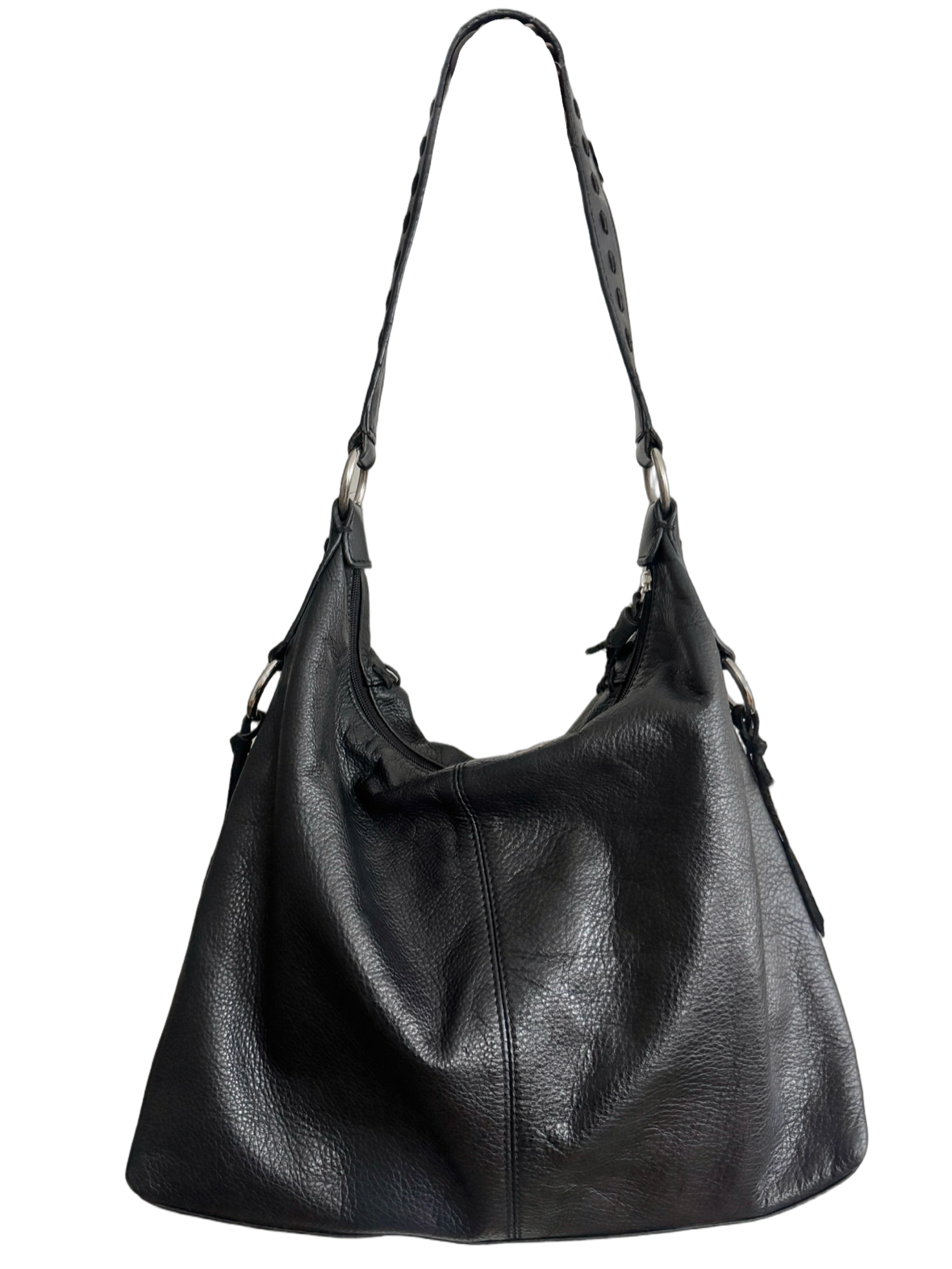 Vintage Y2K Black Whipstitch Slouch Bag