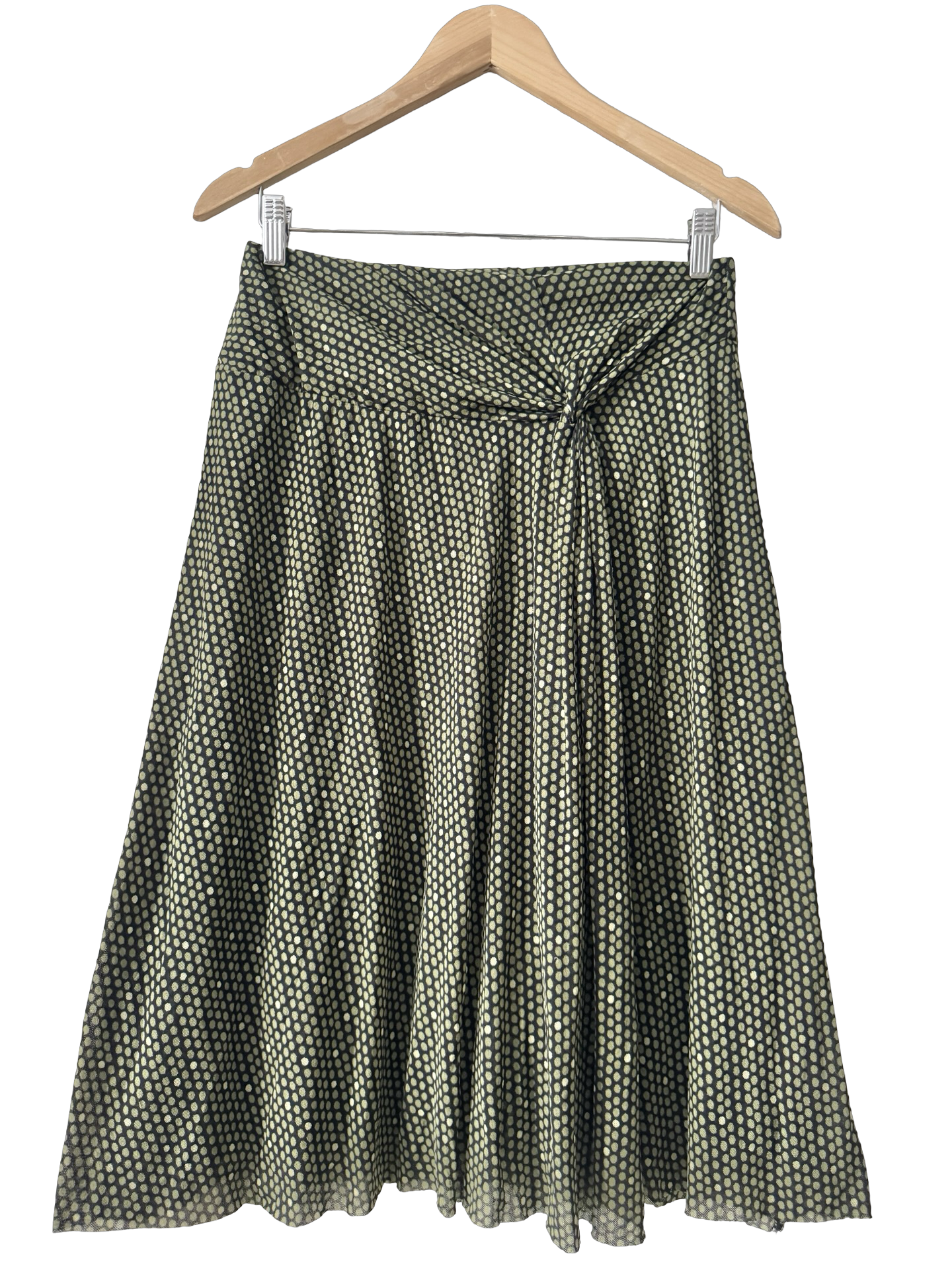 Vintage Y2K Olive Theory Polka Dot Midi Skirt (S/M)