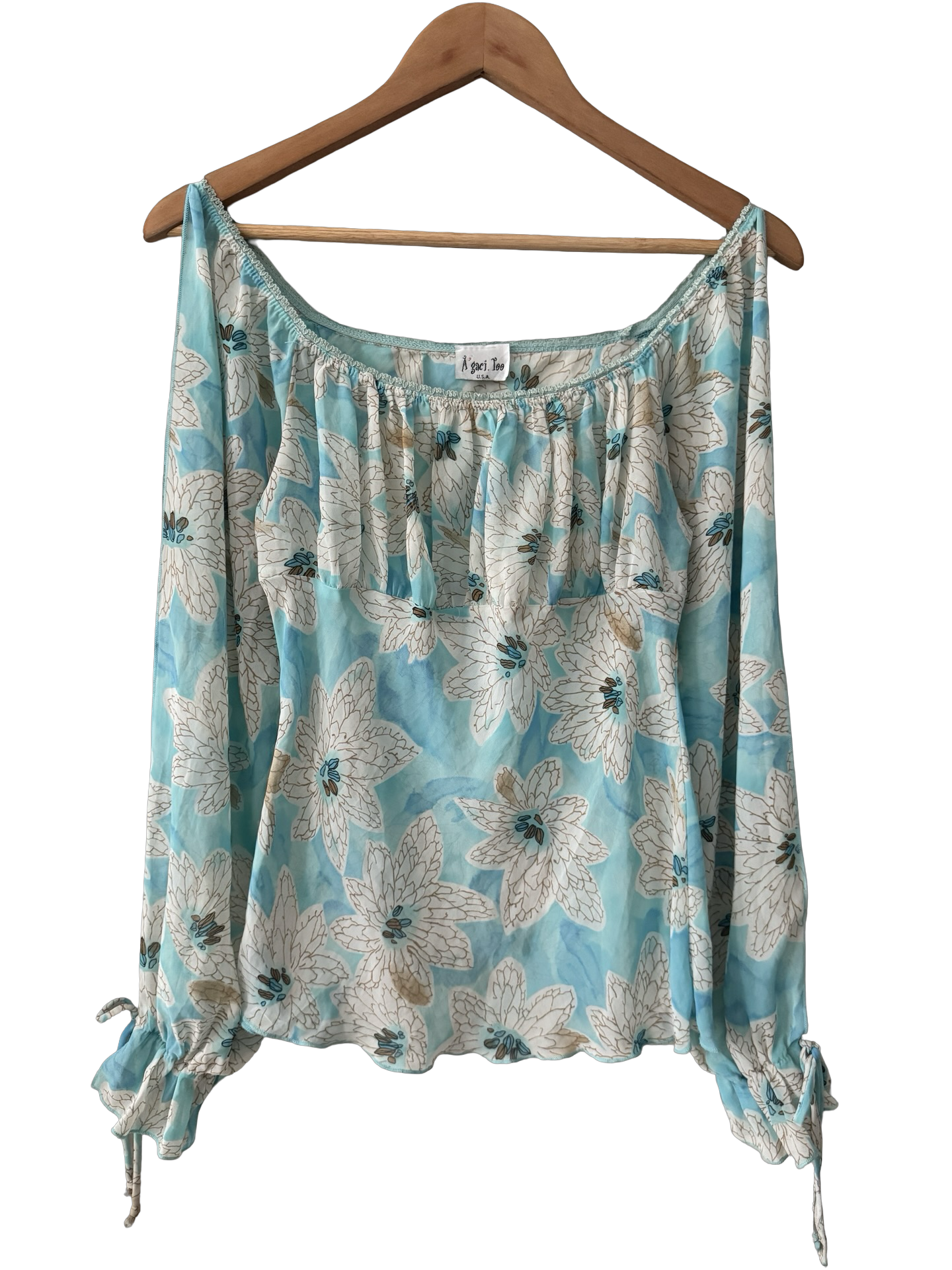 Vintage 90s Bluebell Meadow Peasant Top (M)