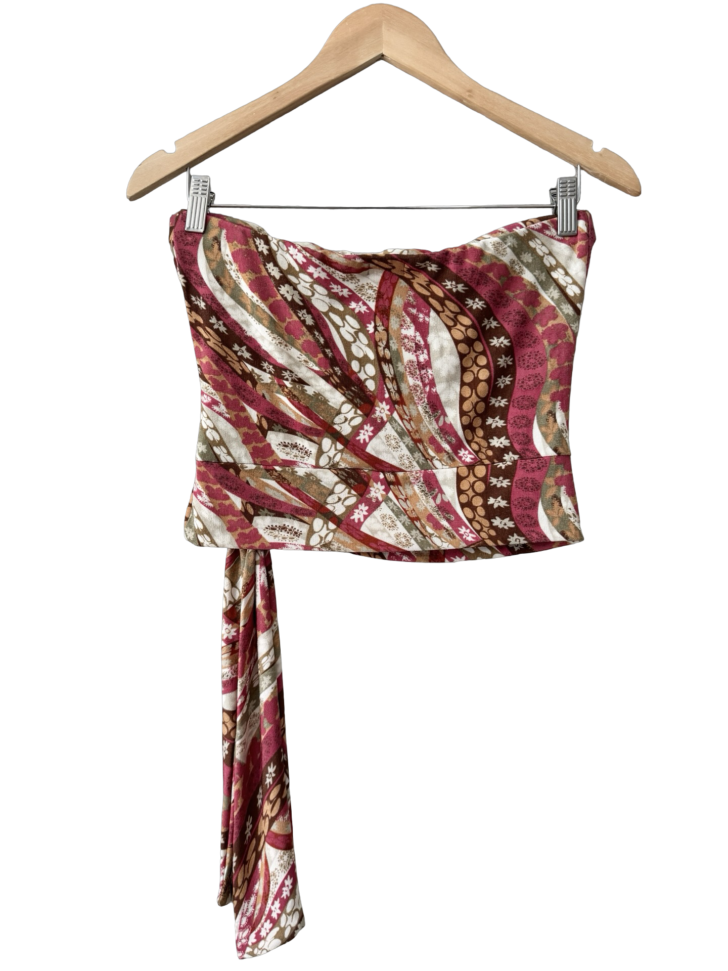 Vintage Y2K Berry Swirl Tie-Wrap Top (S/M)