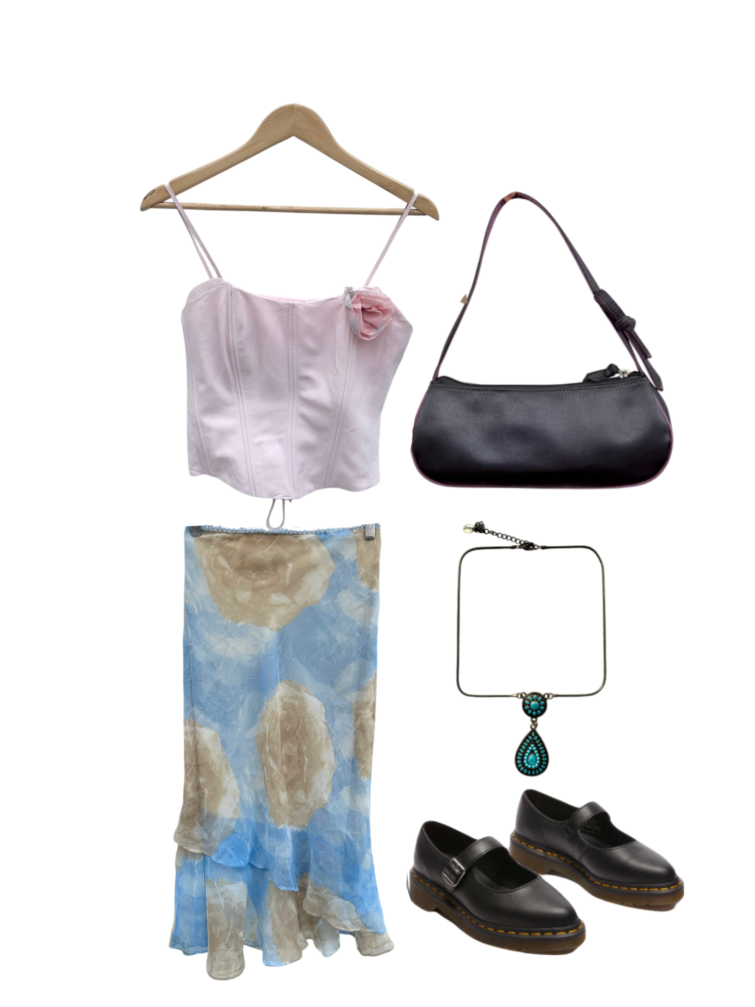 Vintage 90s Rose Lace Up Corset Top (S)