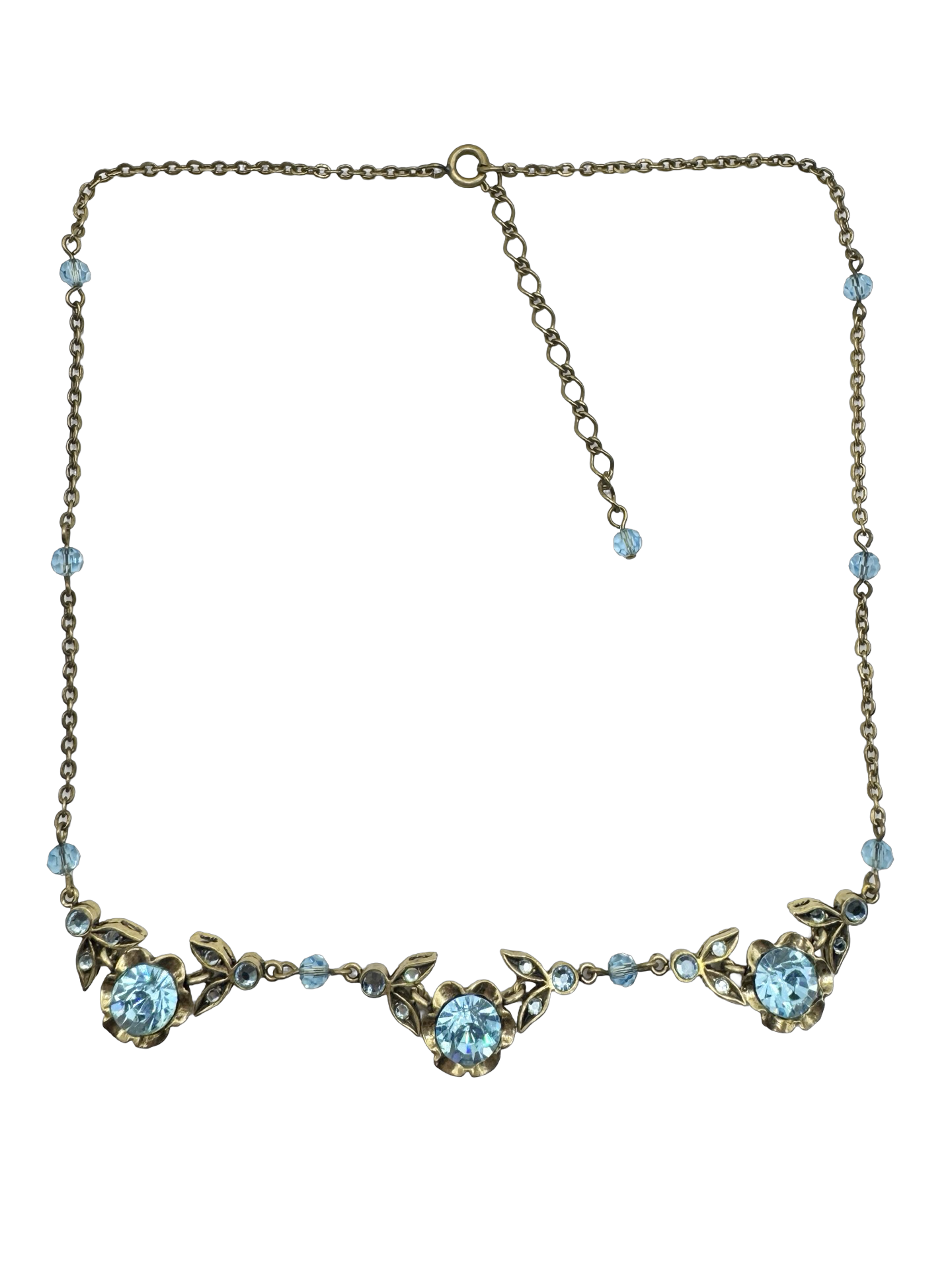 Vintage Y2K Forget-Me-Not Blue Crystal Necklace