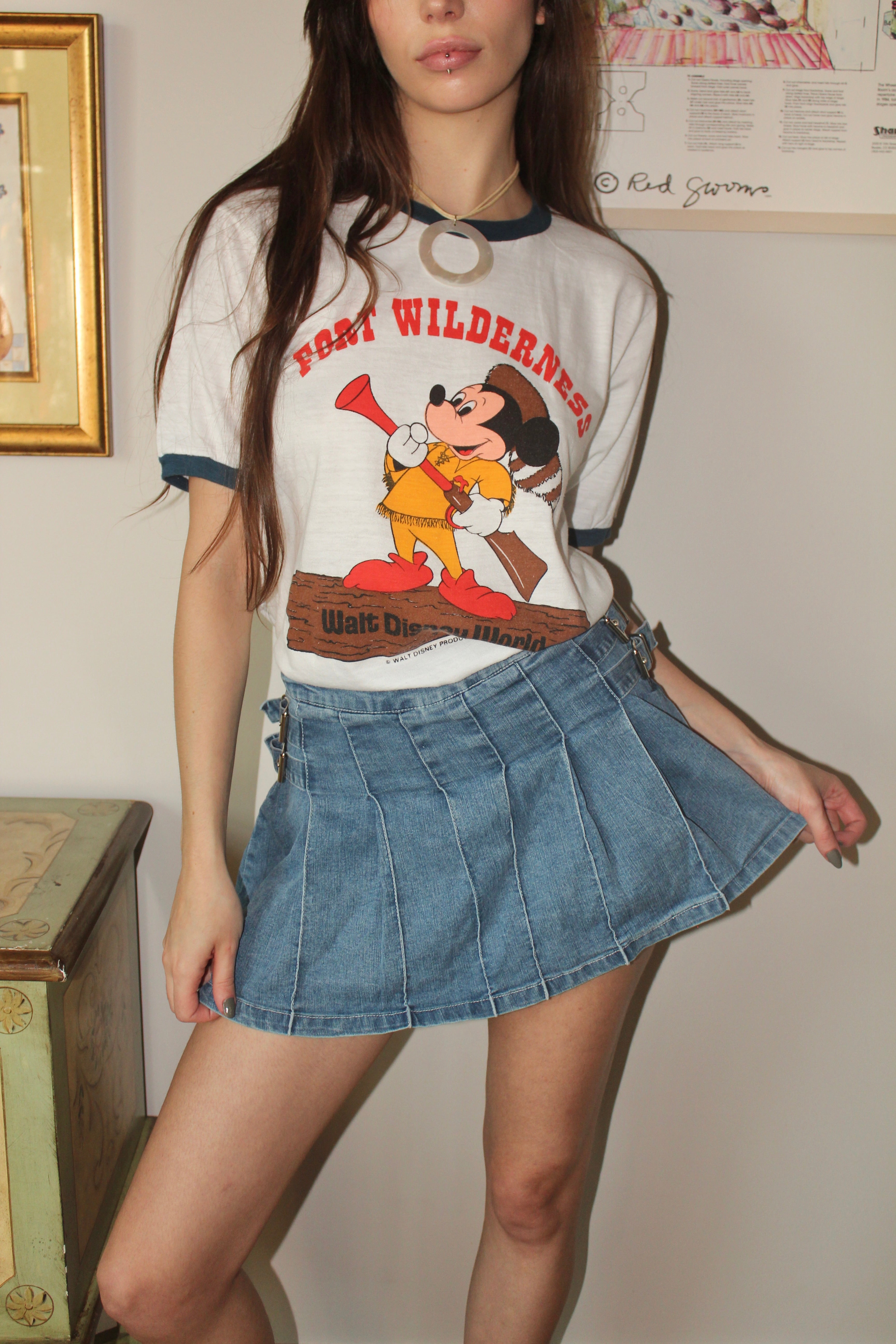 Vintage 70s Disney Graphic Ringer Tee (L)