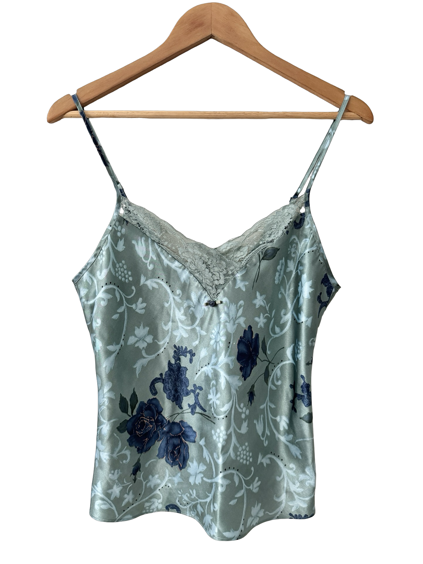 Vintage 90s Sage Floral Satin Cami (S/M)