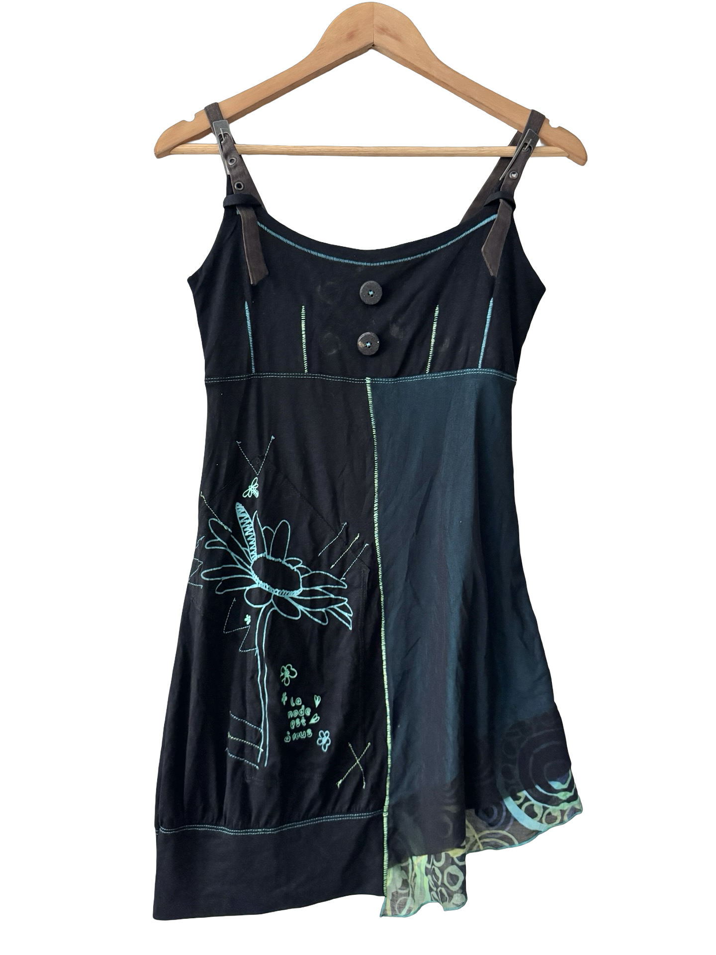 Vintage Y2K French Art School Patchwork Mini Dress (S)
