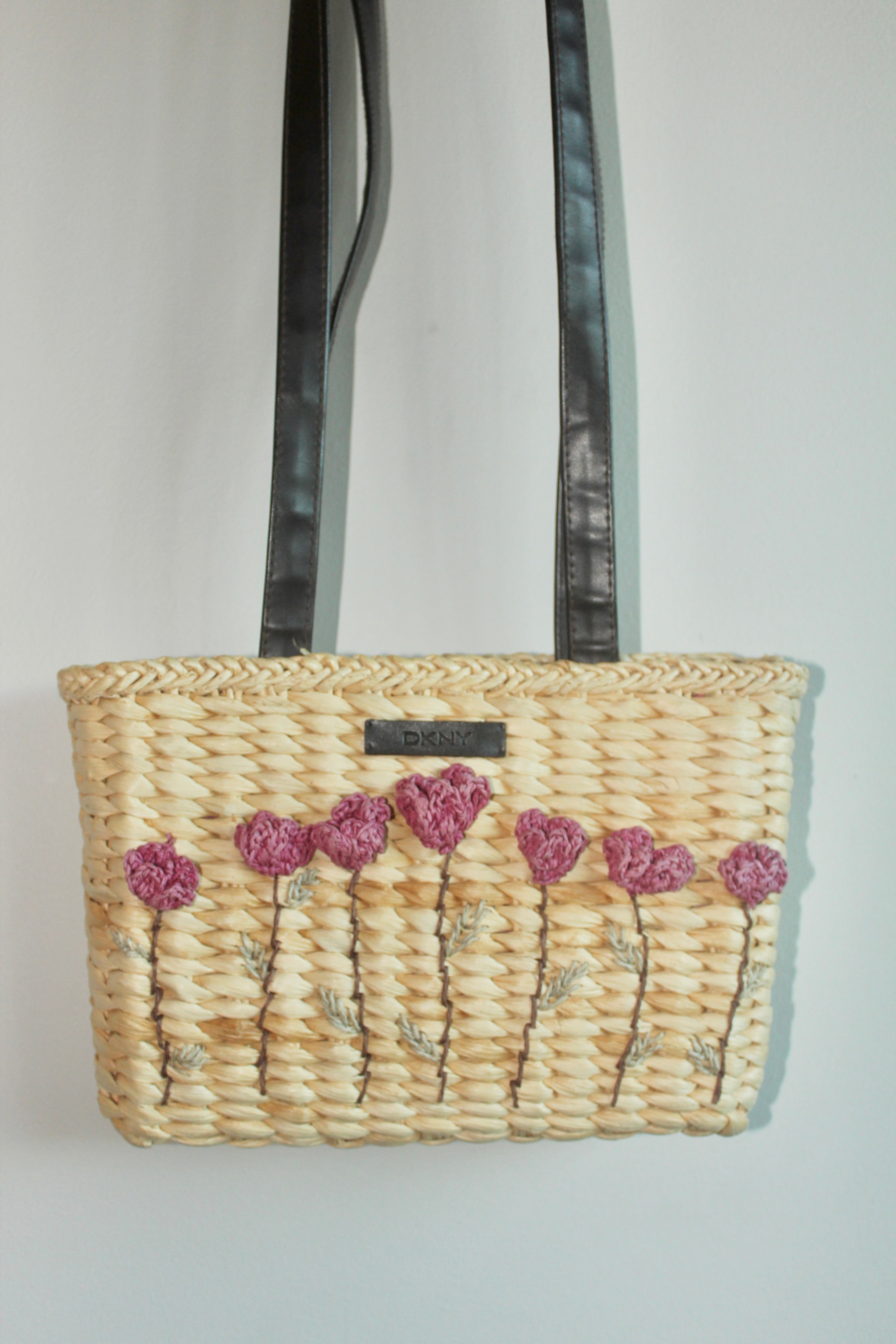 Vintage DKNY Floral Wicker Purse