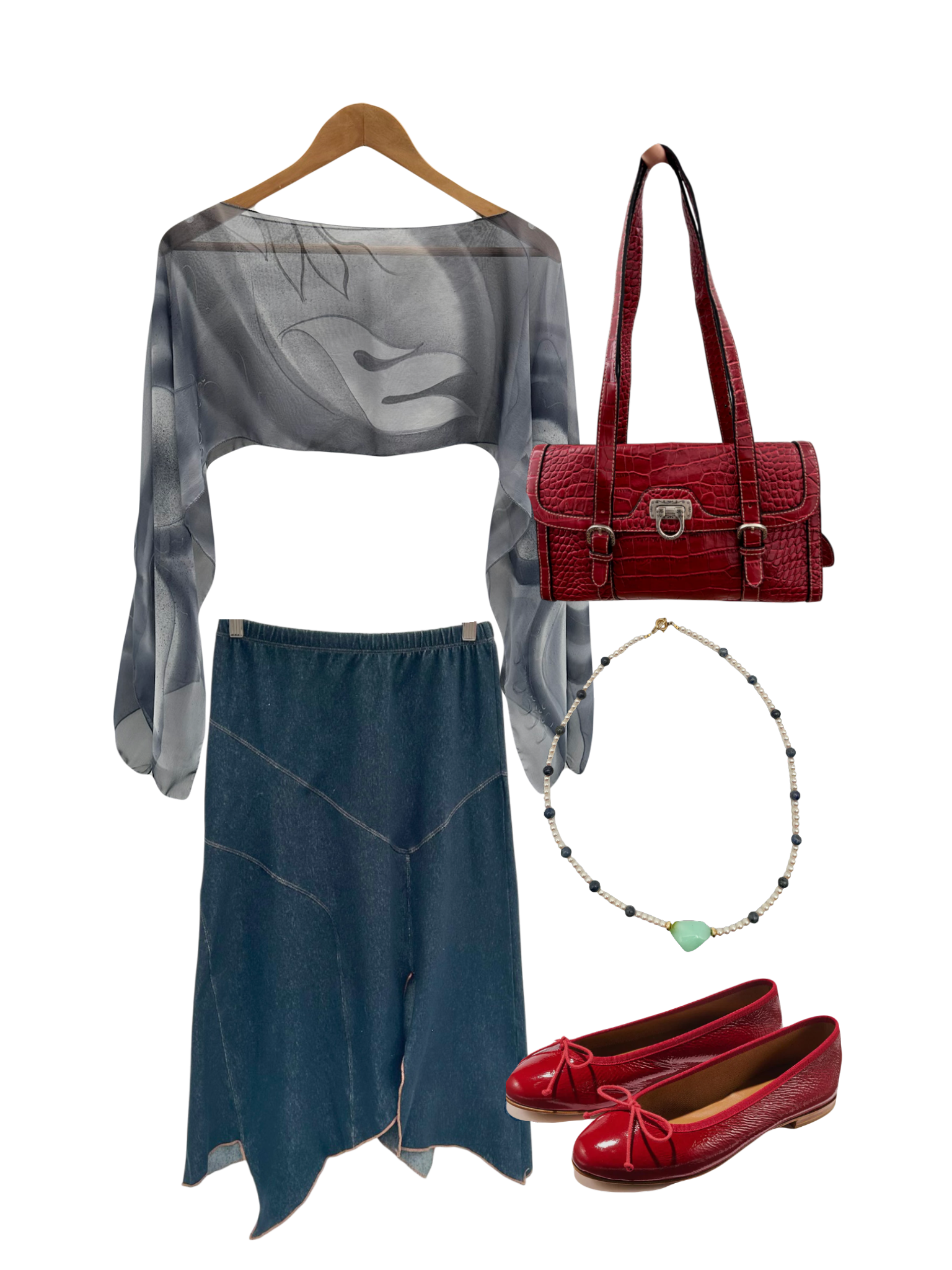 Vintage 90s Asymmetrical Denim Midi Skirt (S)
