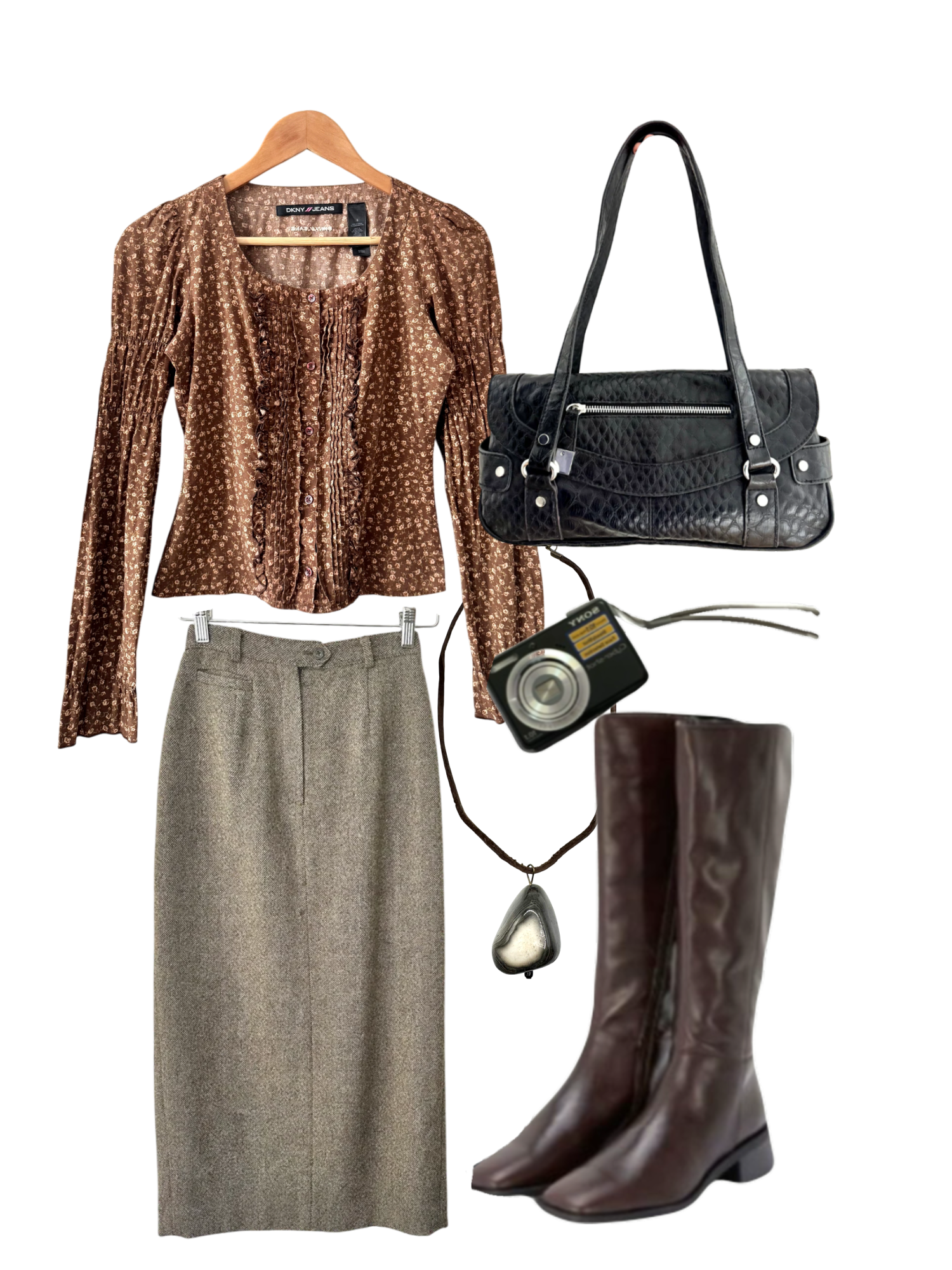 Vintage Y2K DKNY Poet Pintuck Blouse (S)