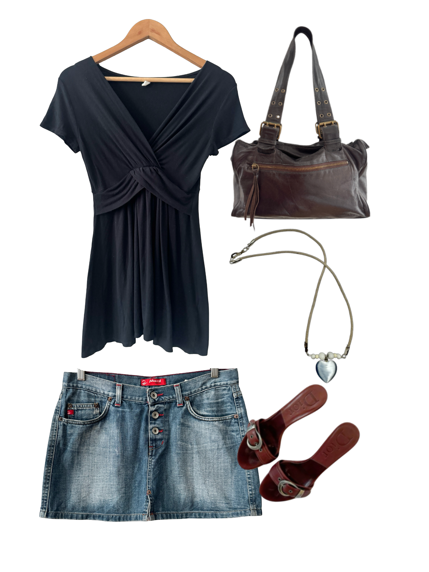 Vintage Black Twist Front Knit Top (M)