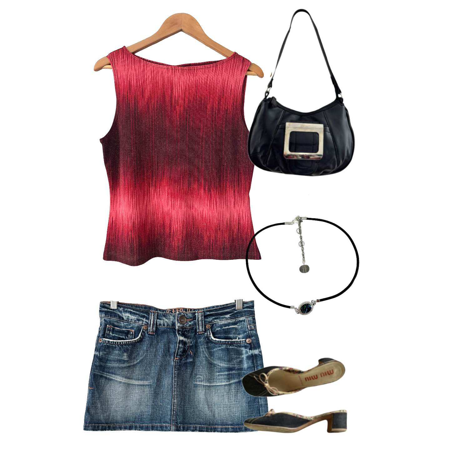 Vintage 90s Crimson Shimmer Knit Tank (M/L)