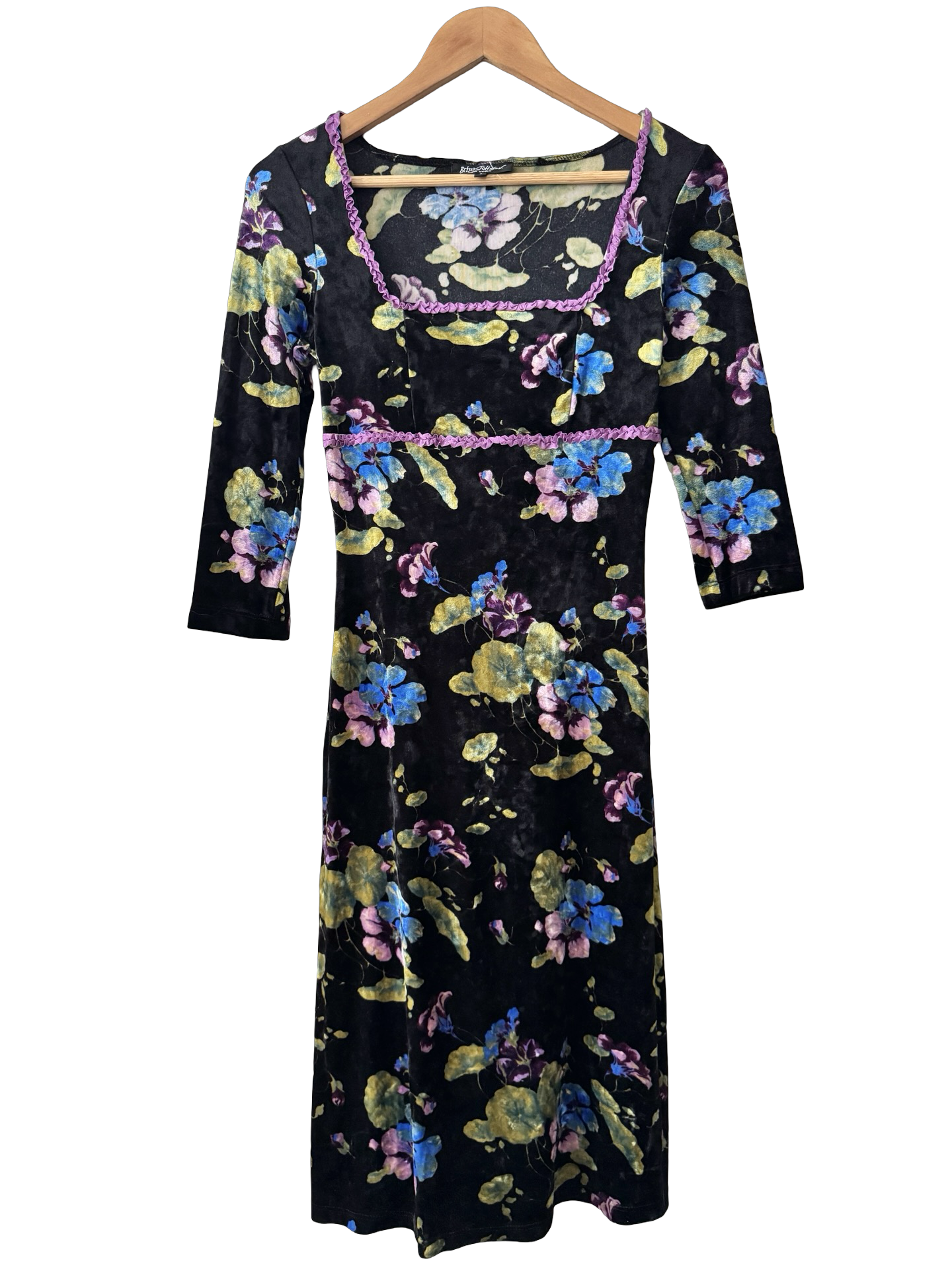 Vintage 90s Betsey Johnson Midnight Garden Velvet Dress (S/M)