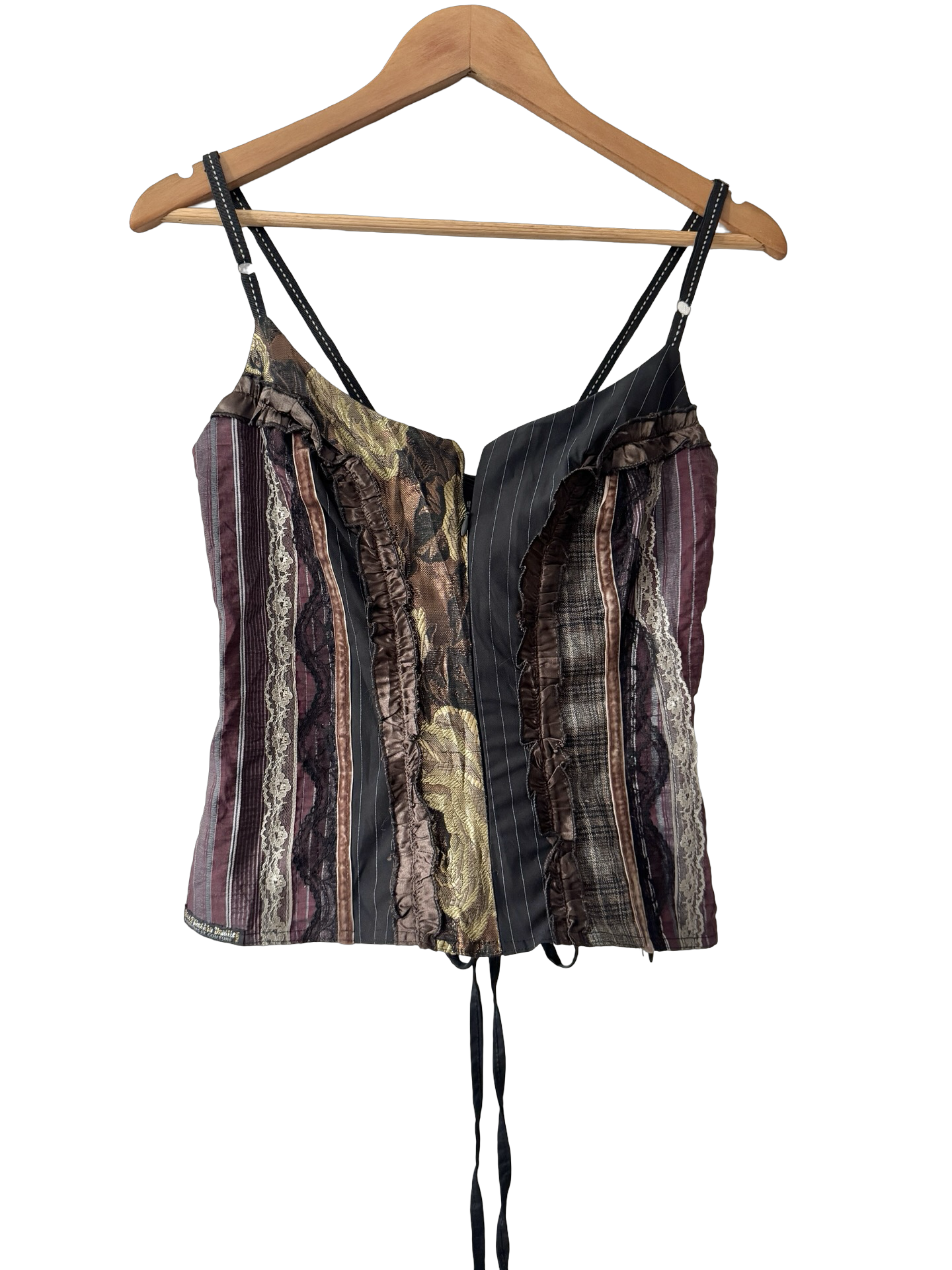 Vintage 90s French Cabaret Patchwork Cami (M)