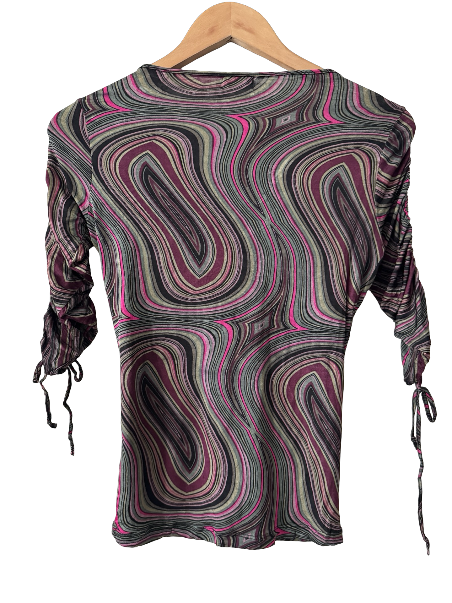 Vintage Y2K French Electric Swirl Ruched Top (M)