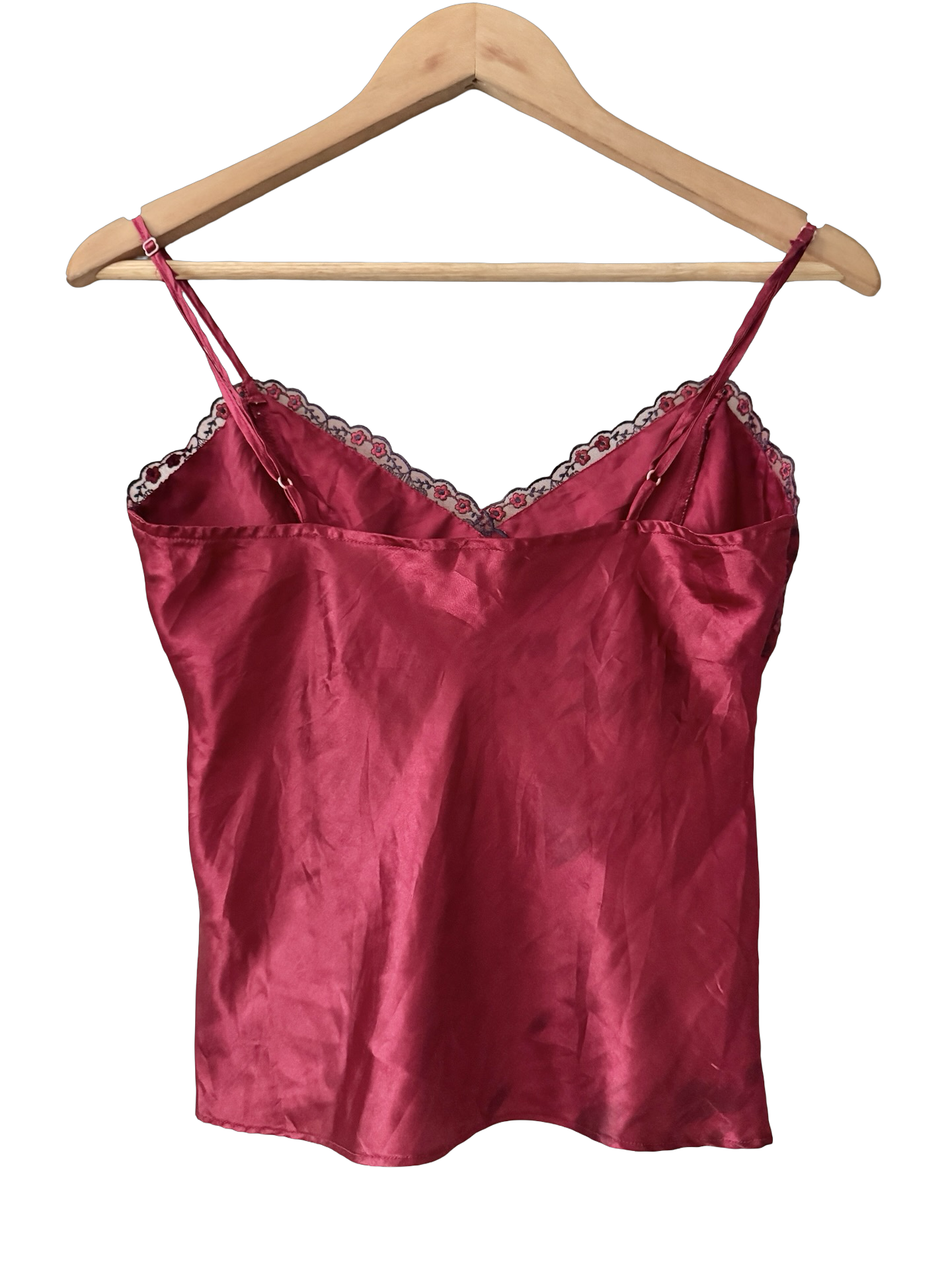 Vintage 90s French Cherry Wine Lace Cami (S)