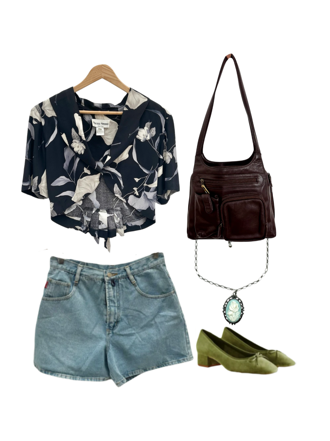 Vintage 90s Retro Cropped Floral Blouse (M)