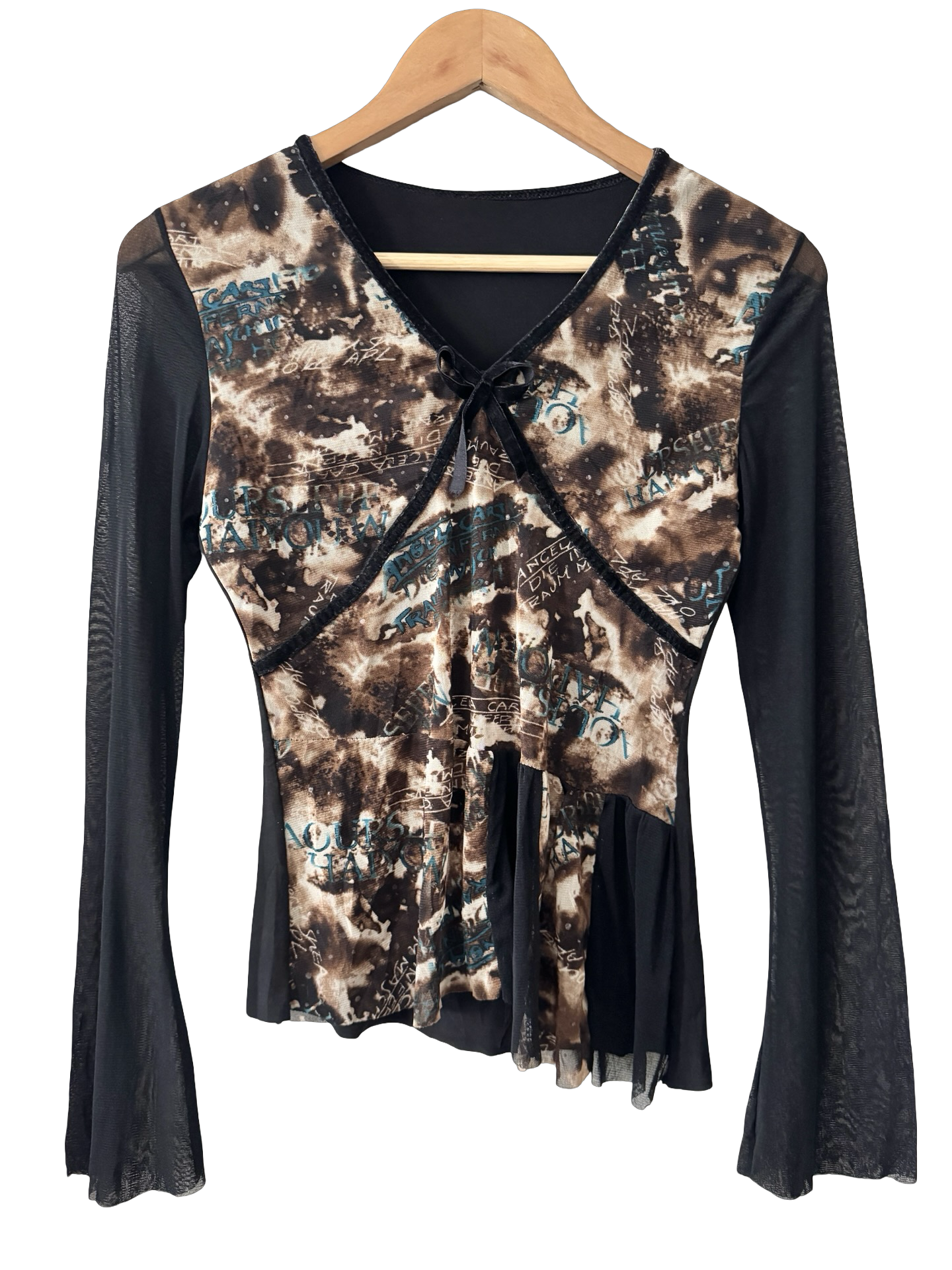 Vintage Y2K Abstract Gallery Mixed Media Top (S/M)