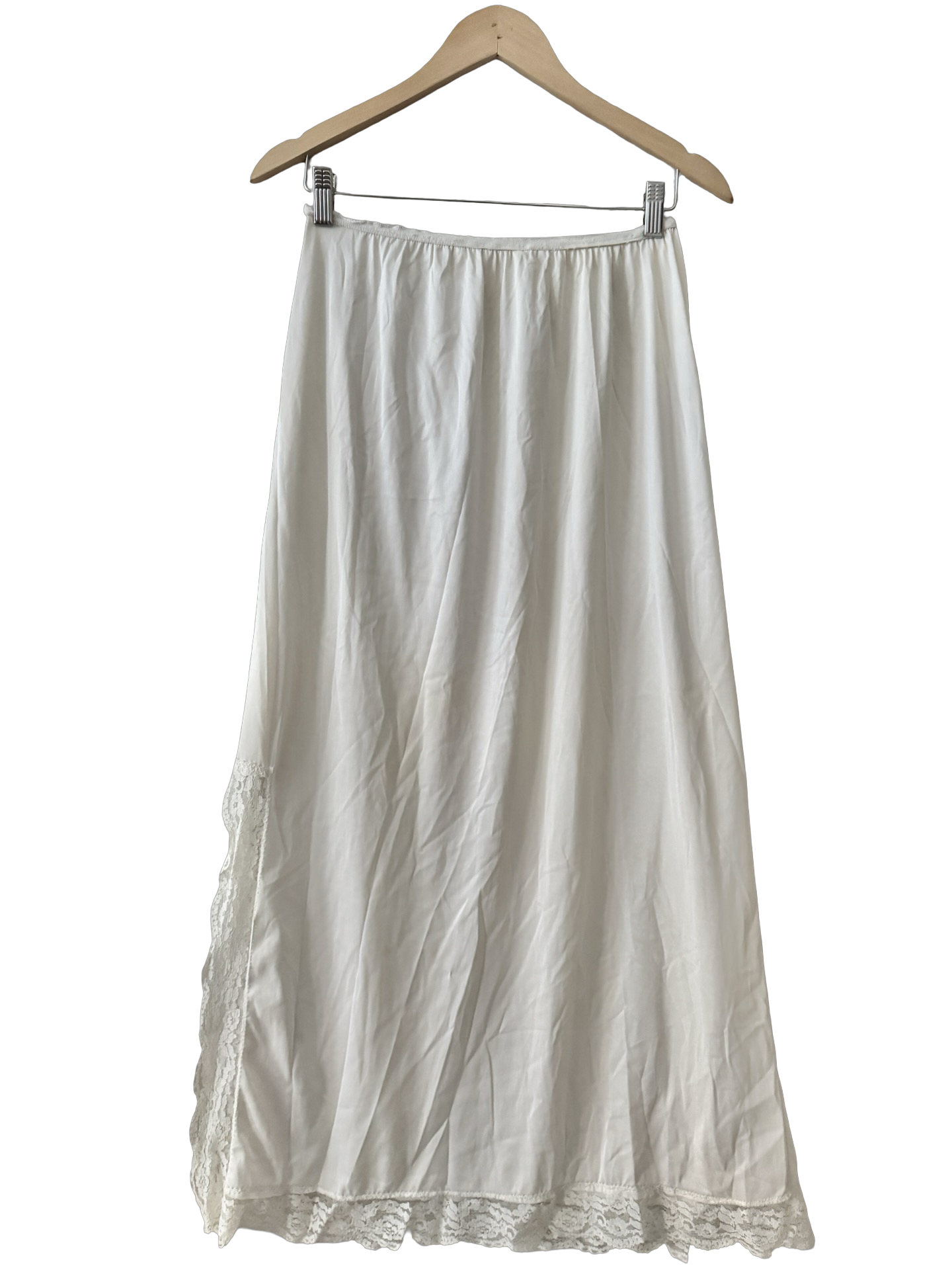 Vintage 60s Ivory Lace Whisper Maxi Skirt (M)