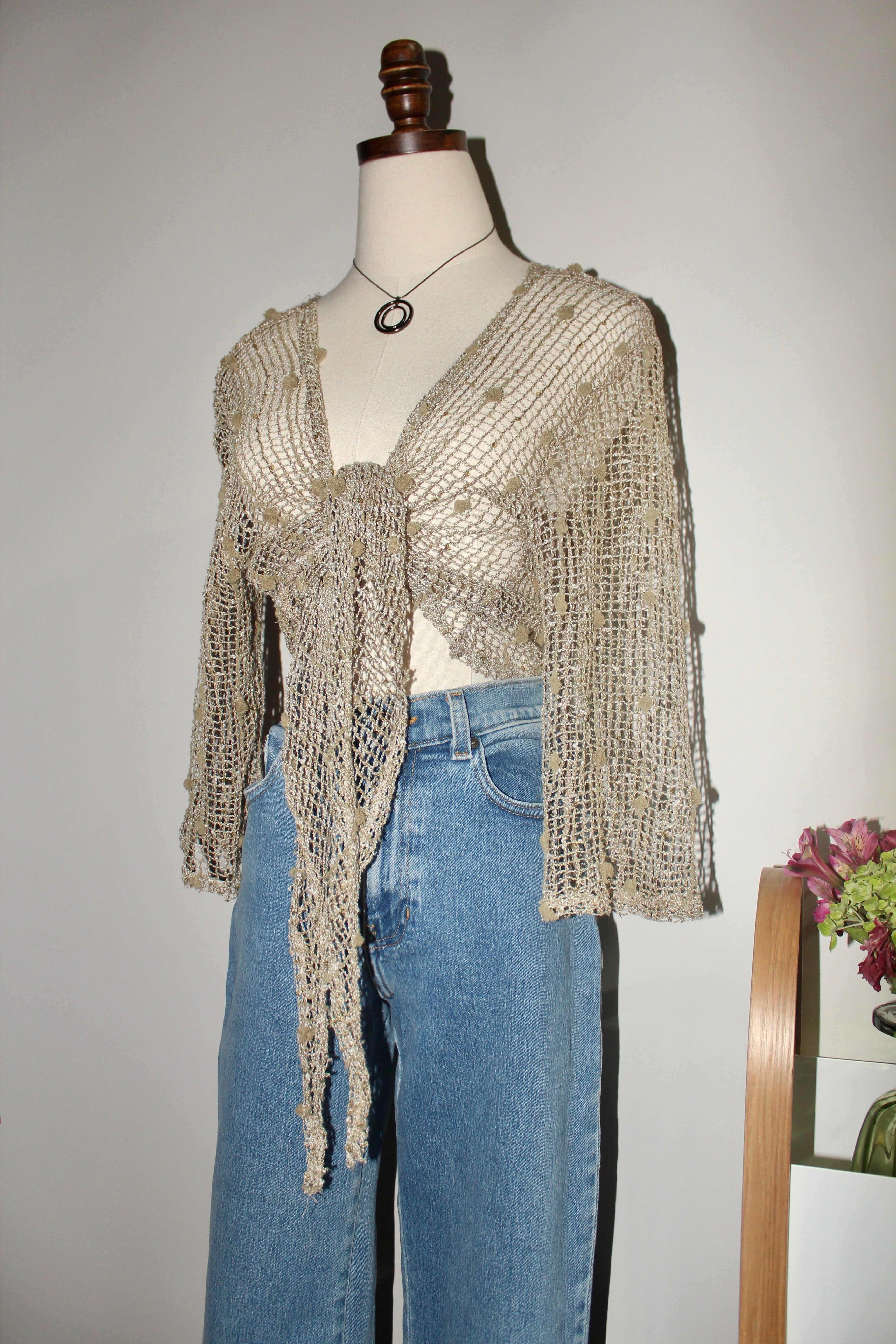 Vintage 90s Sheer Textured Mesh Knit (S/M)