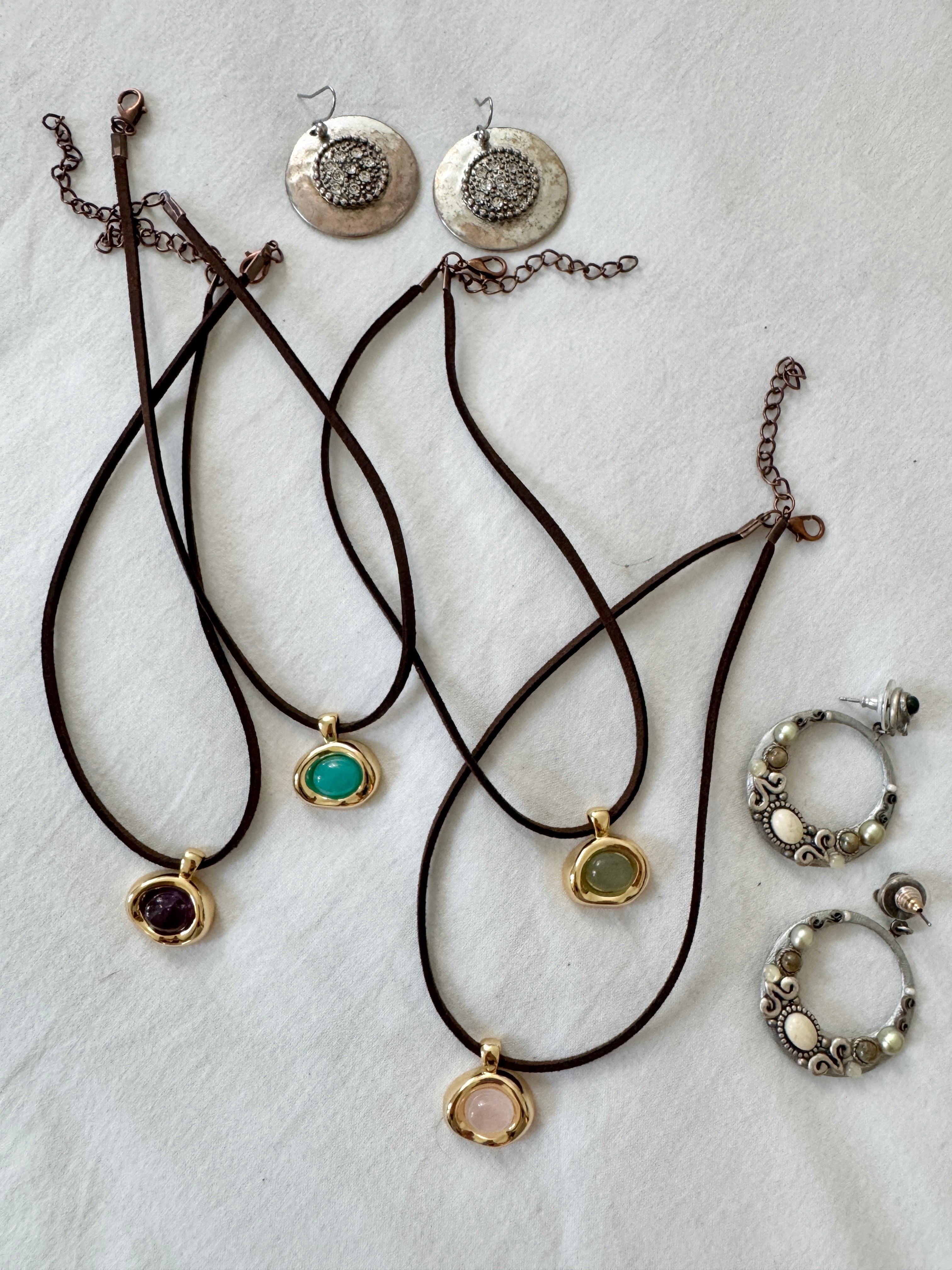 Vintage Moonlit Relic Beaded Hoop Earrings