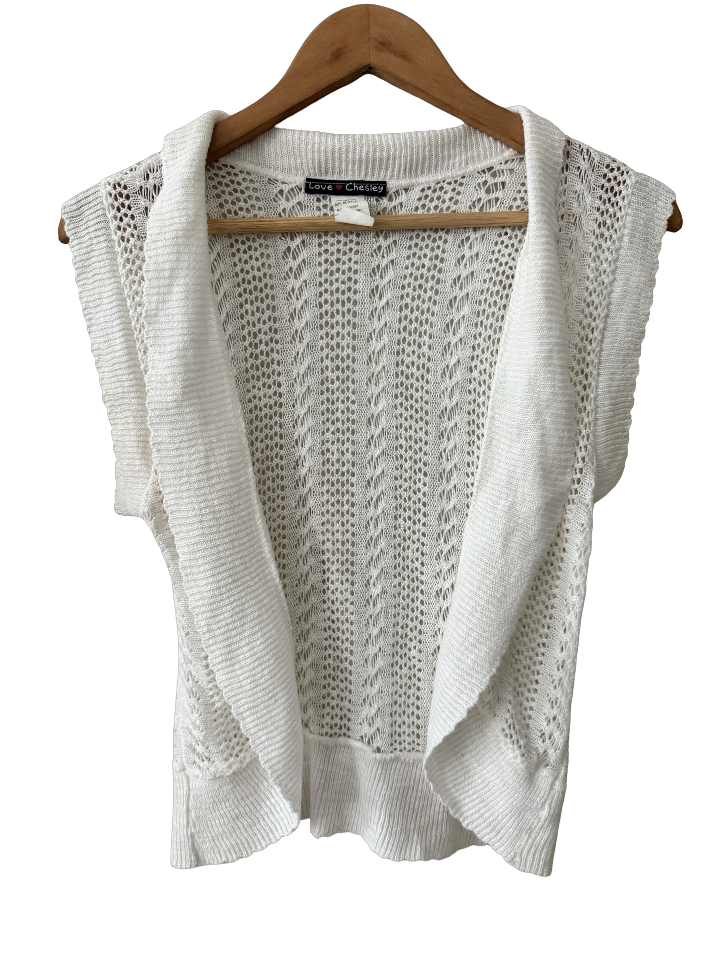 Vintage 90s Ivory Open Knit Shrug Top (S/M)