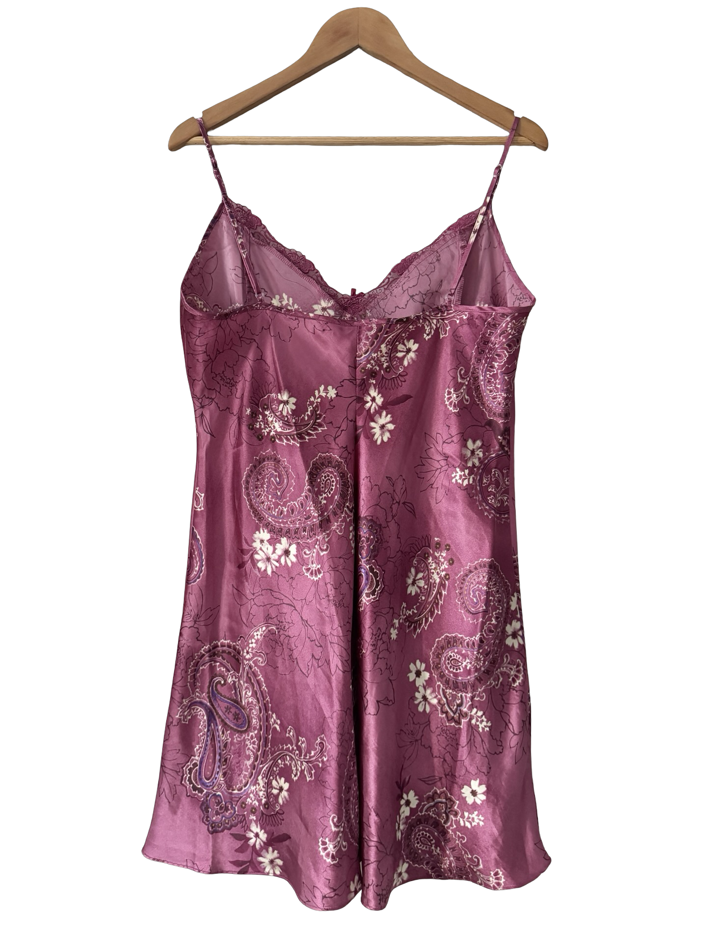 Vintage Y2K Raspberry Paisley Slip Mini Dress (L)