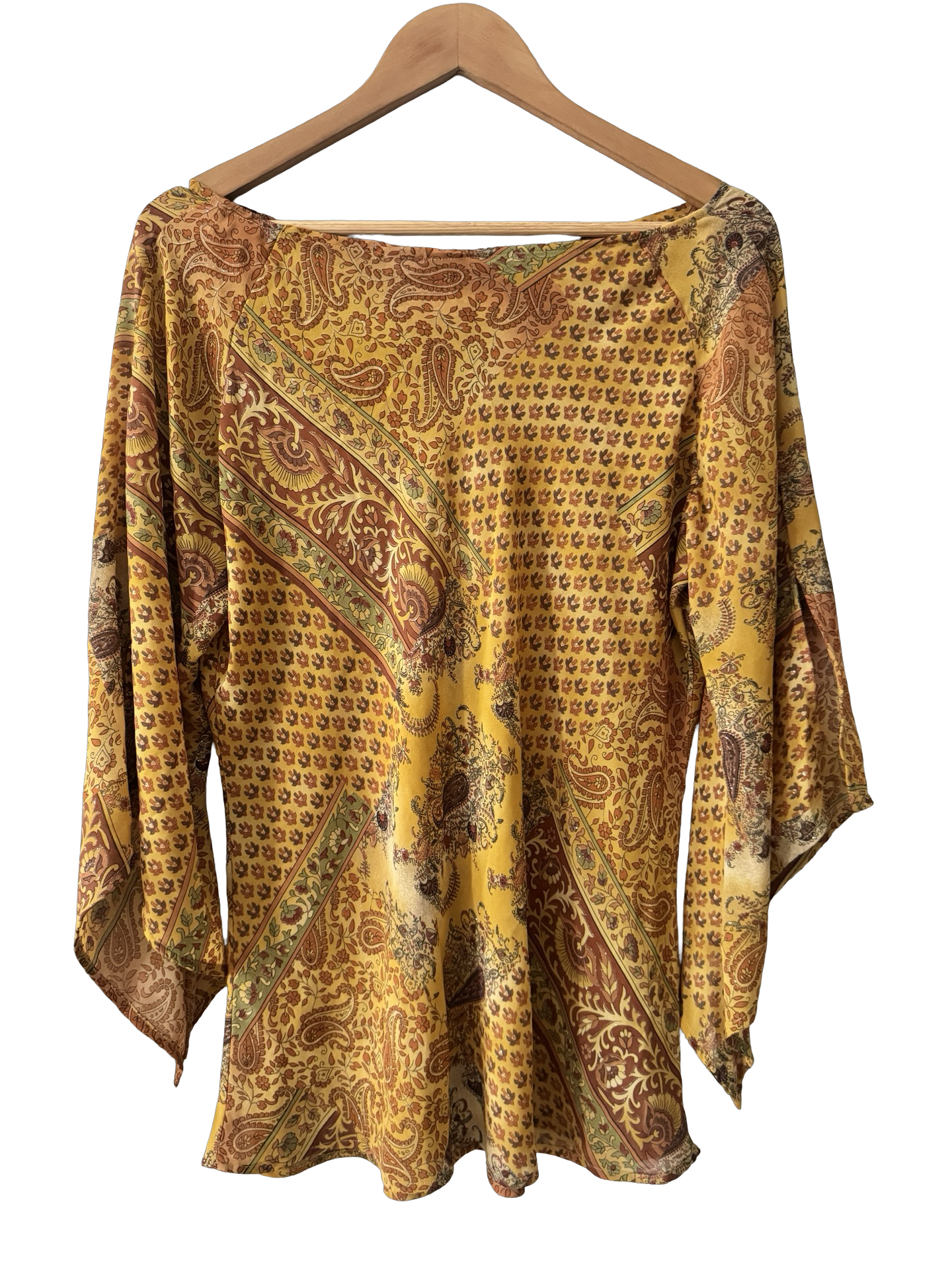 Vintage 90s Golden Paisley Boho Blouse (L)