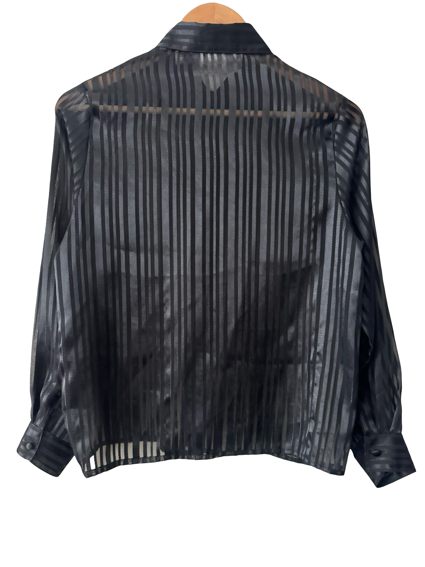 Vintage 90s Sheer Midnight Stripe Blouse (S)