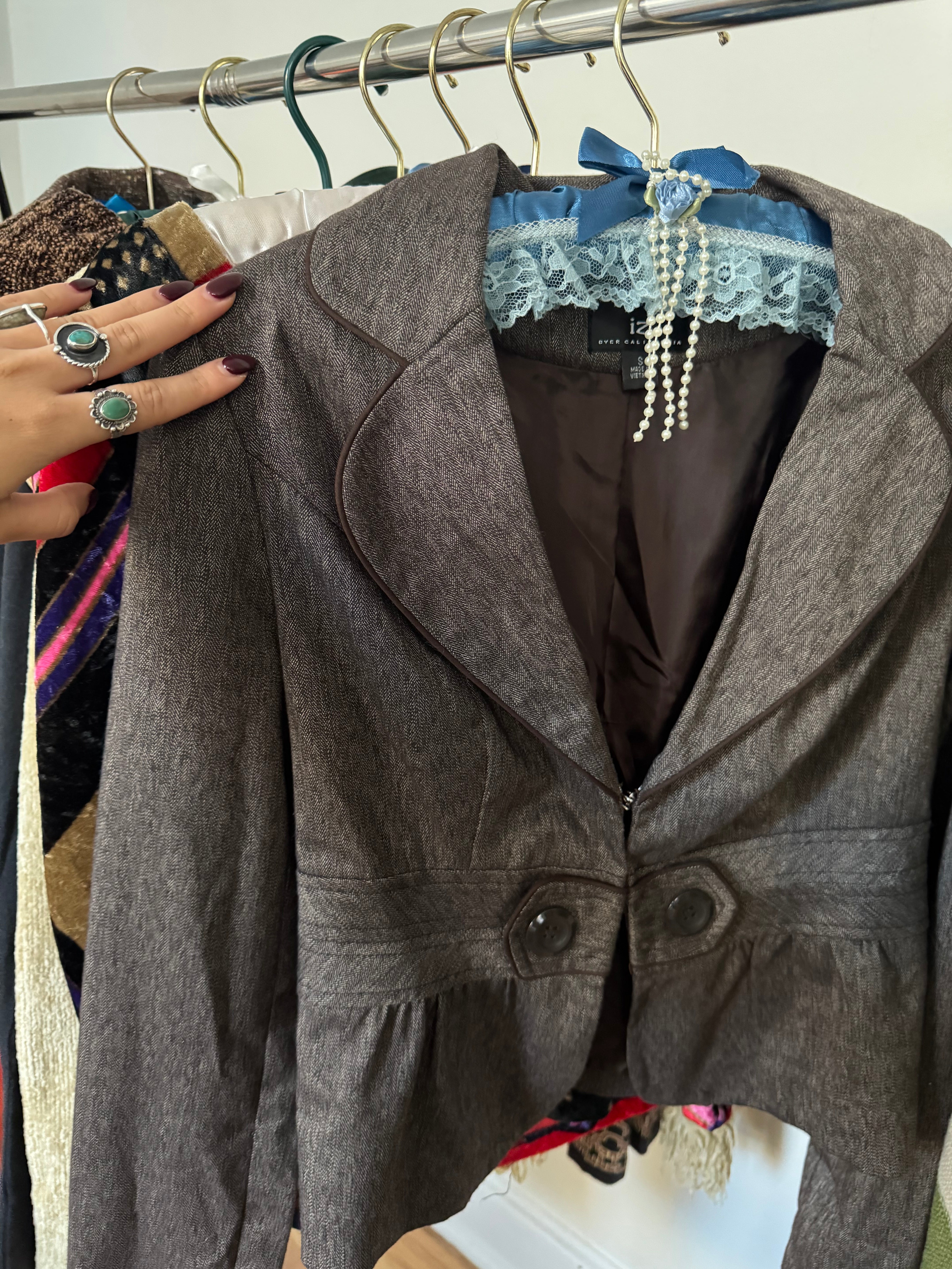 Vintage 90s Retro Brown Cropped Blazer (S)