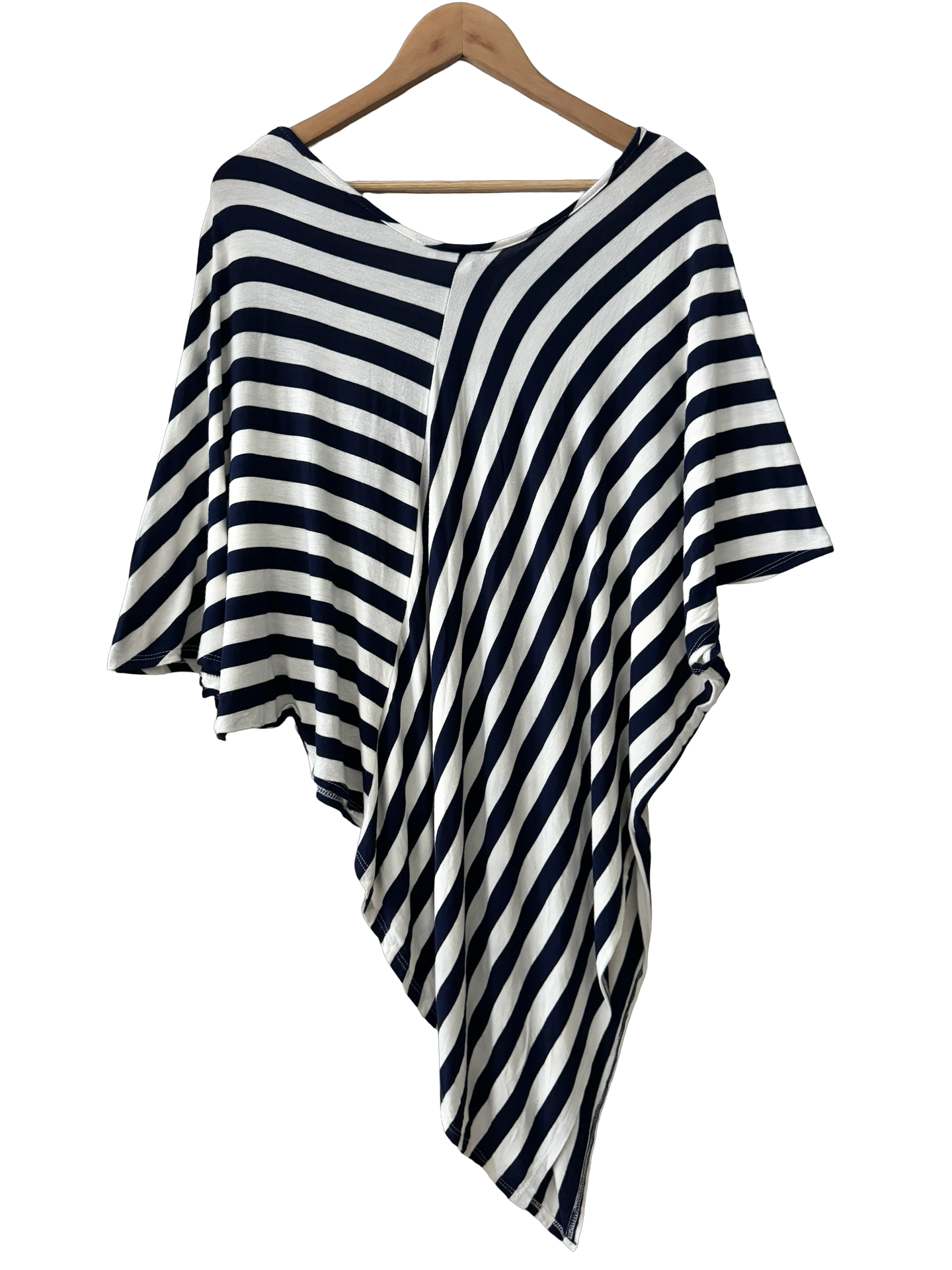 Vintage Nautical Stripe Asymmetrical Tunic Top (M)