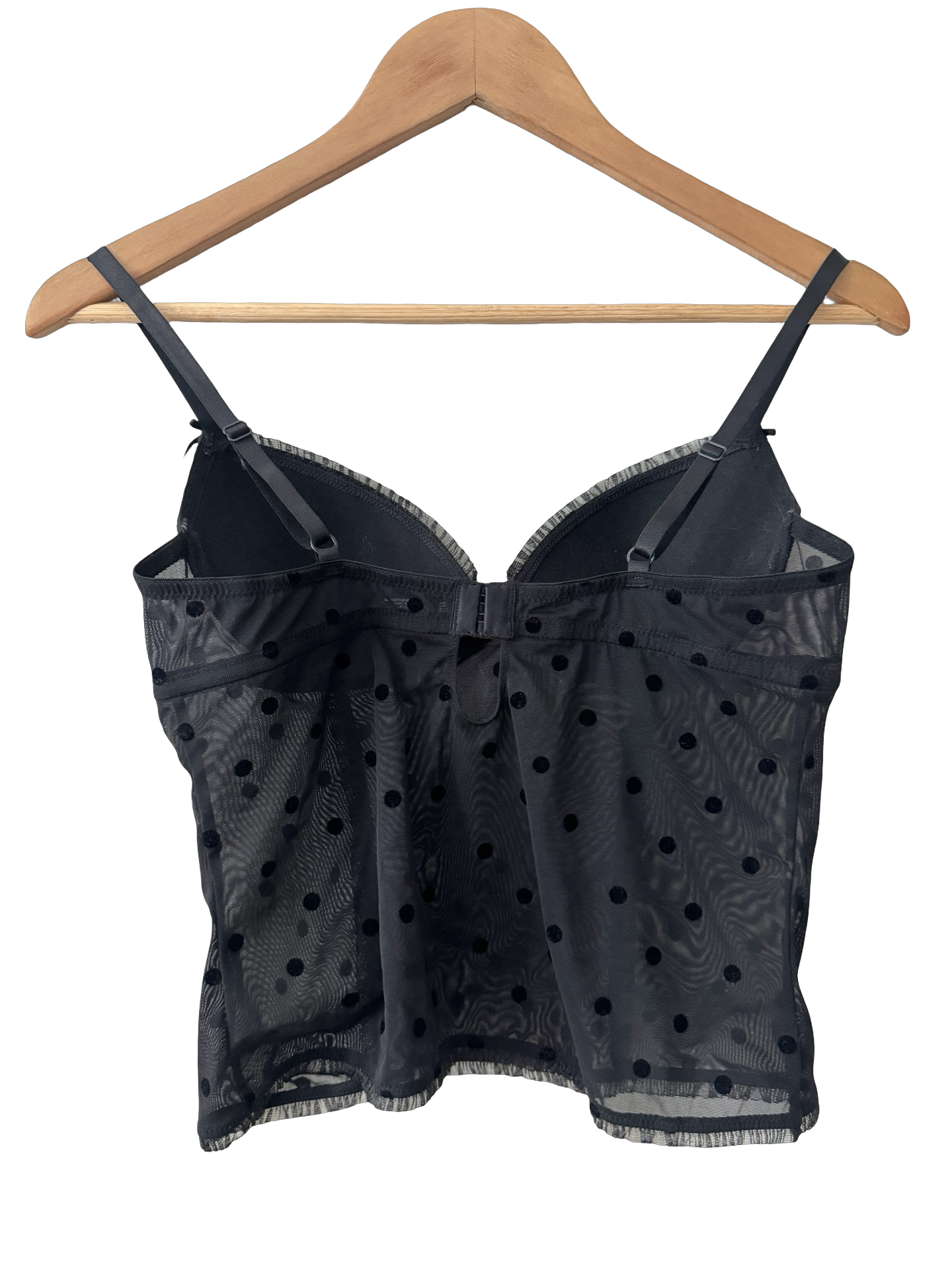 Vintage Victoria's Secret Black Flocked Mesh Bustier Top (M)