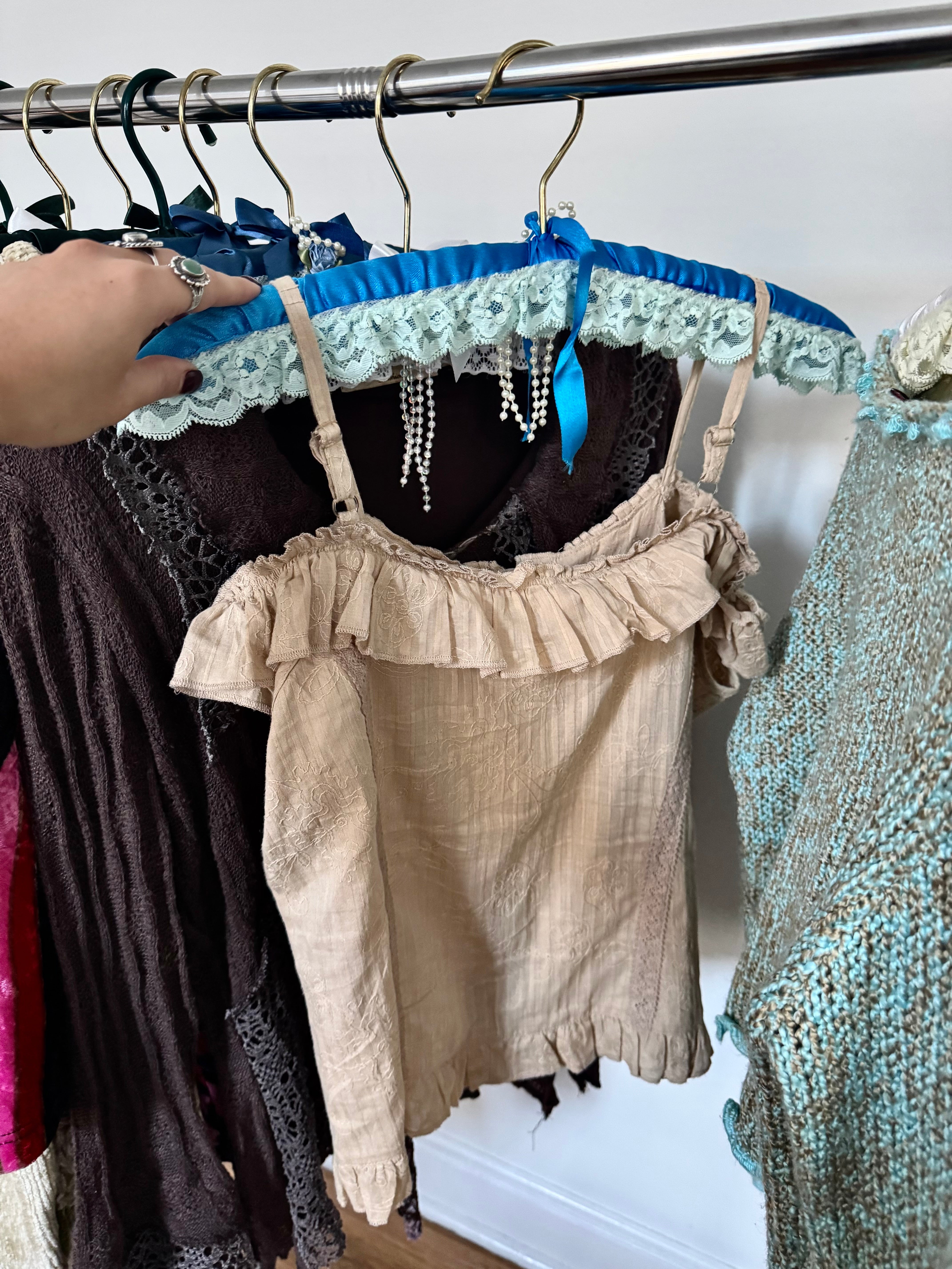 Vintage 90s Parisian Ruffle-Trim Fairy Top- Sourced in Paris (M)