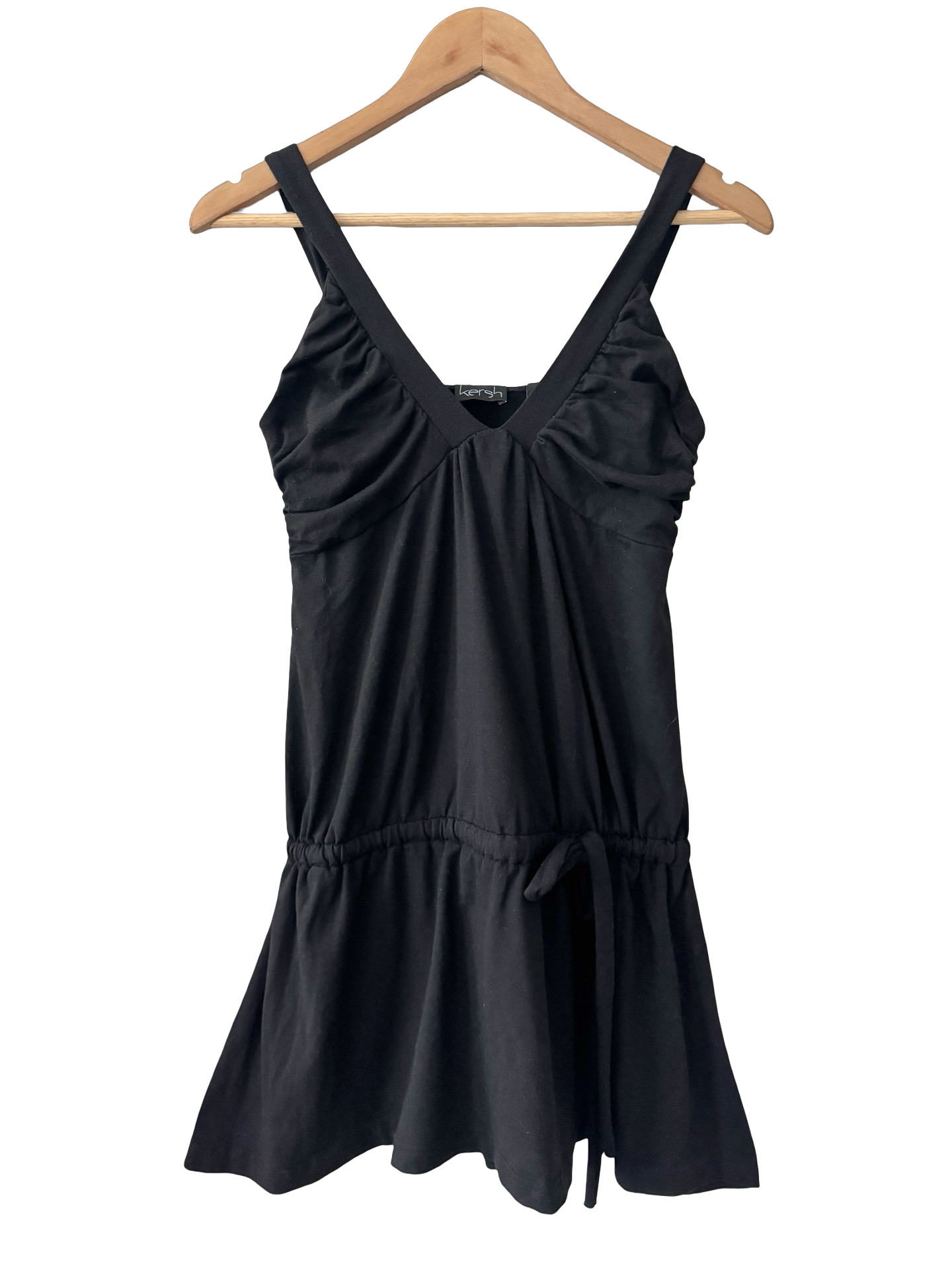 Vintage Y2K Noir Ruched Babydoll Mini Dress (M)