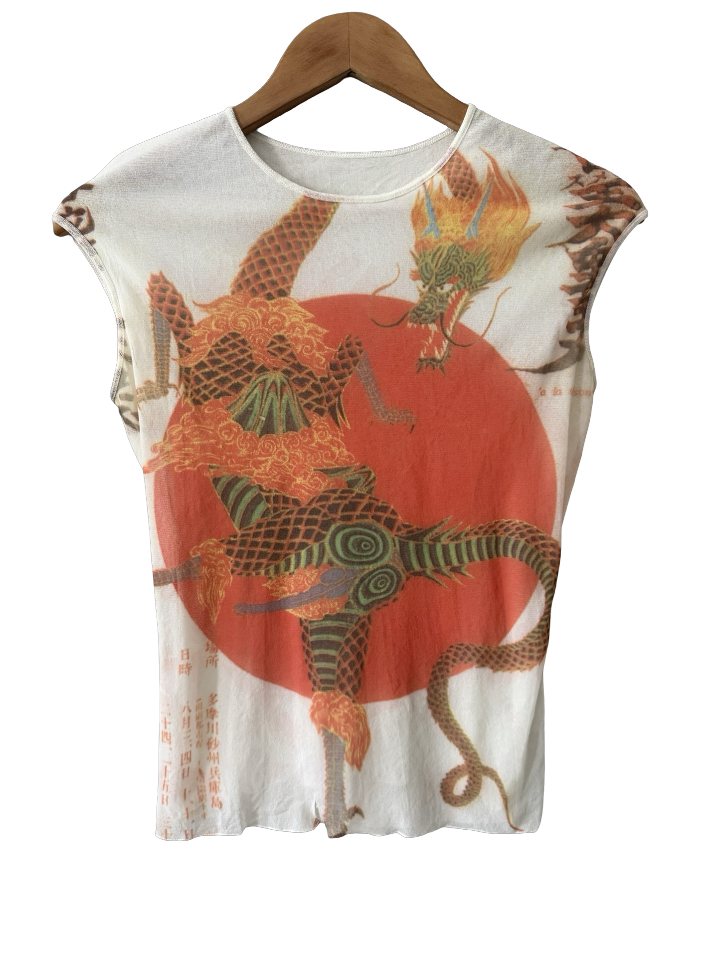 Vintage Y2K Dragon Sun Graphic Mesh Tank (S/M)