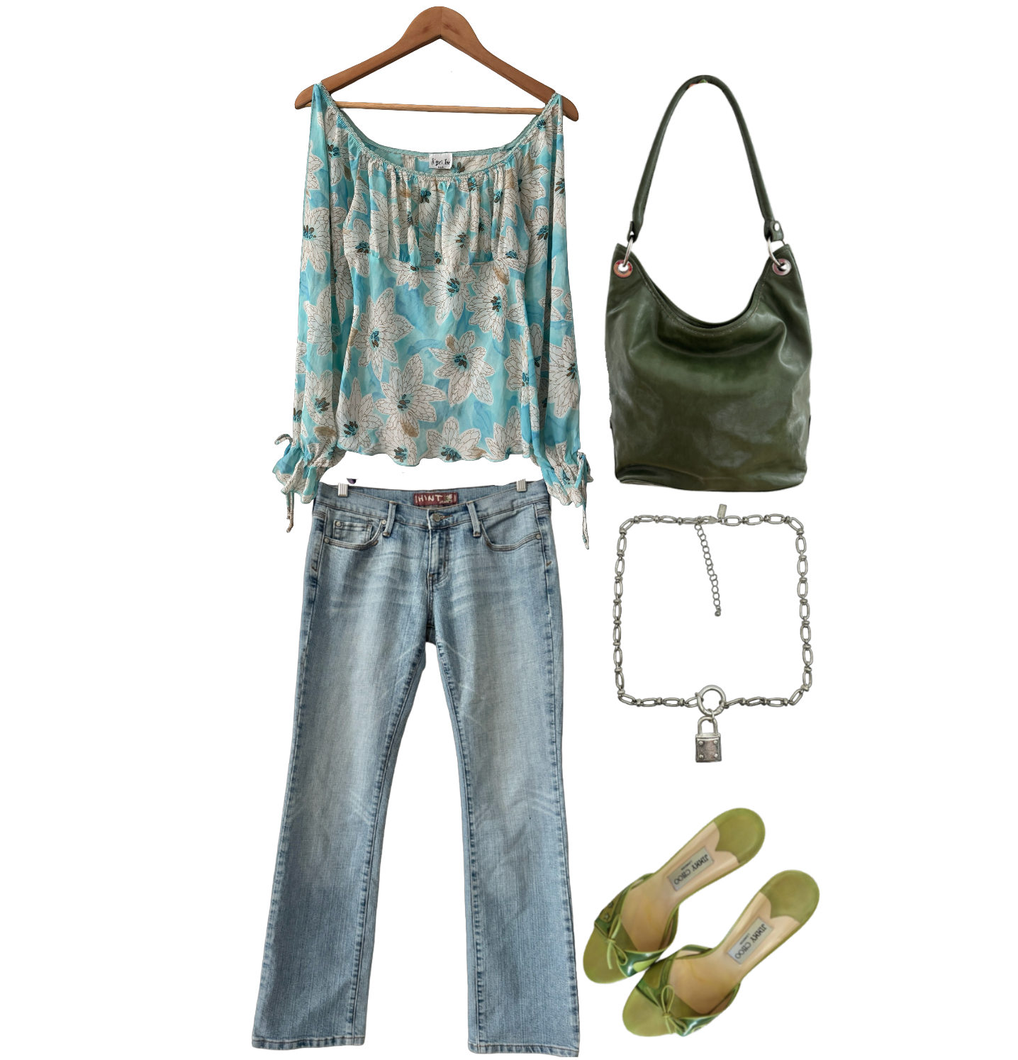 Vintage 90s Bluebell Meadow Peasant Top (M)