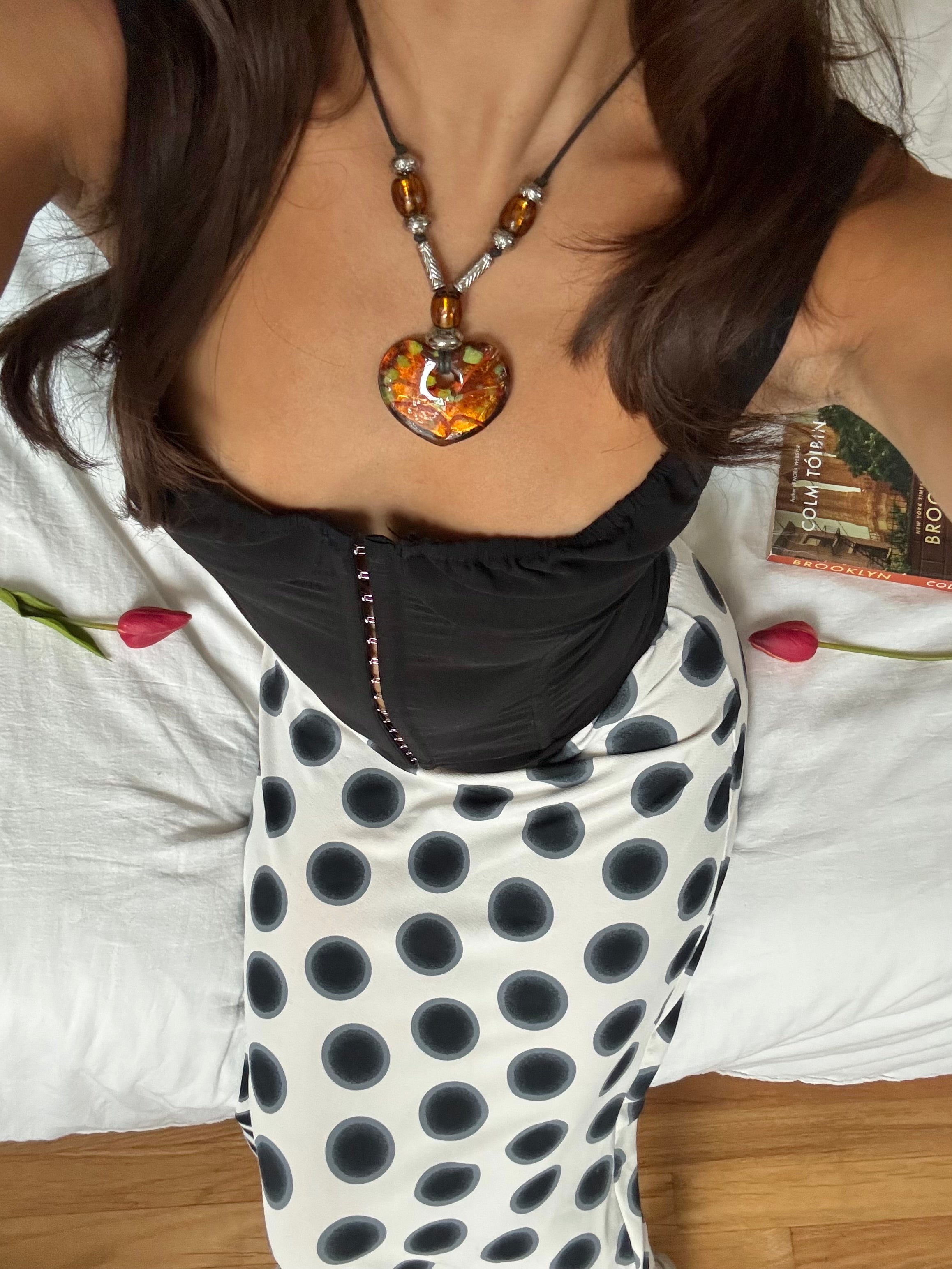 Vintage Amber Glass Heart Art Necklace