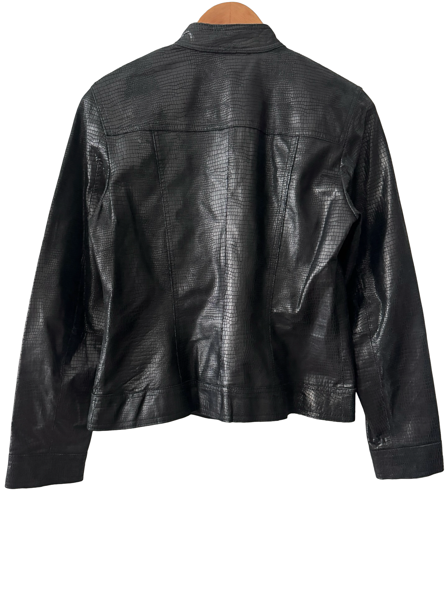 Vintage Y2K Black Croc Leather Moto Jacket (S)