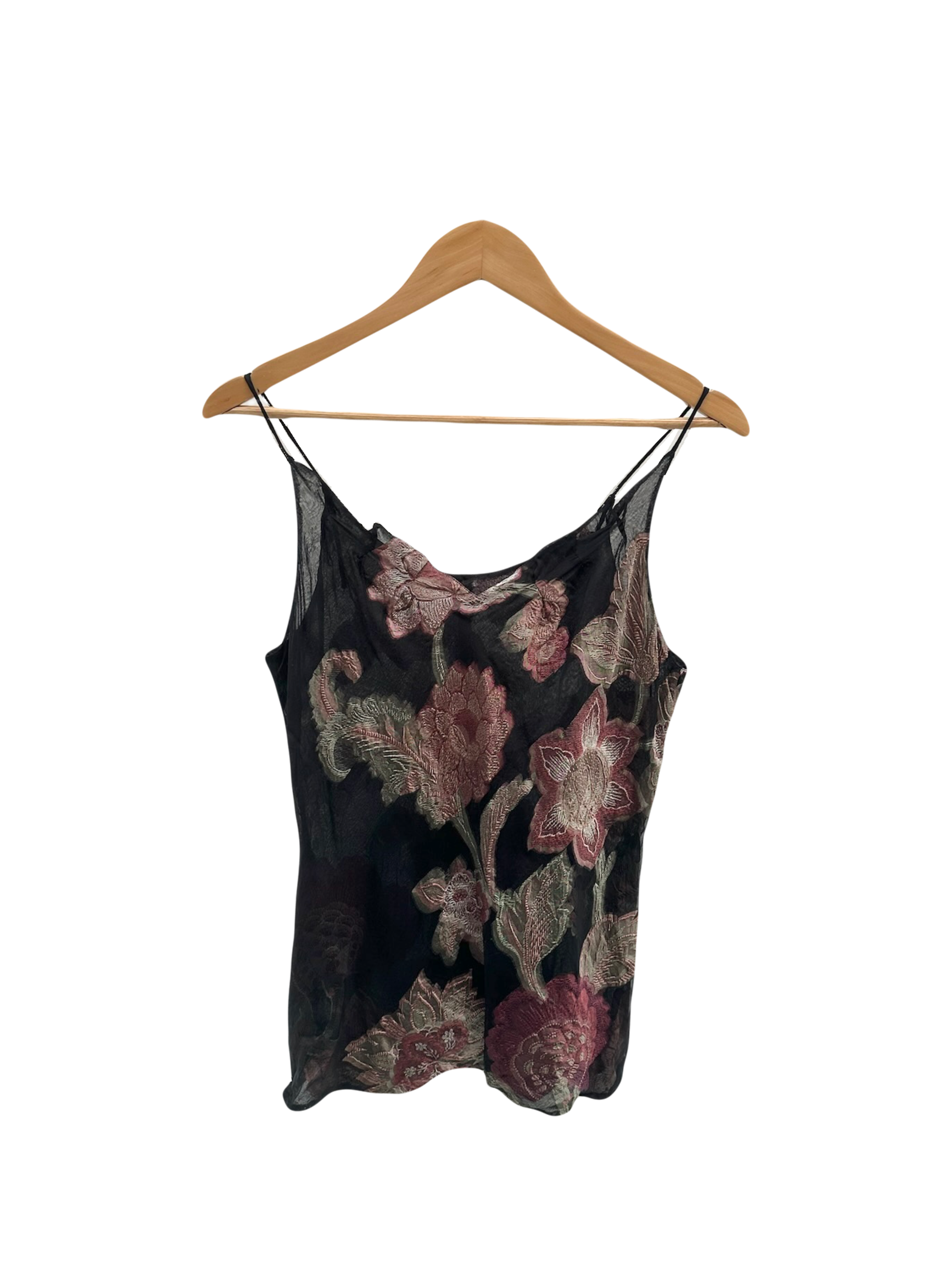 Vintage 90s Dainty Floral Cowl Silk Cami (M)