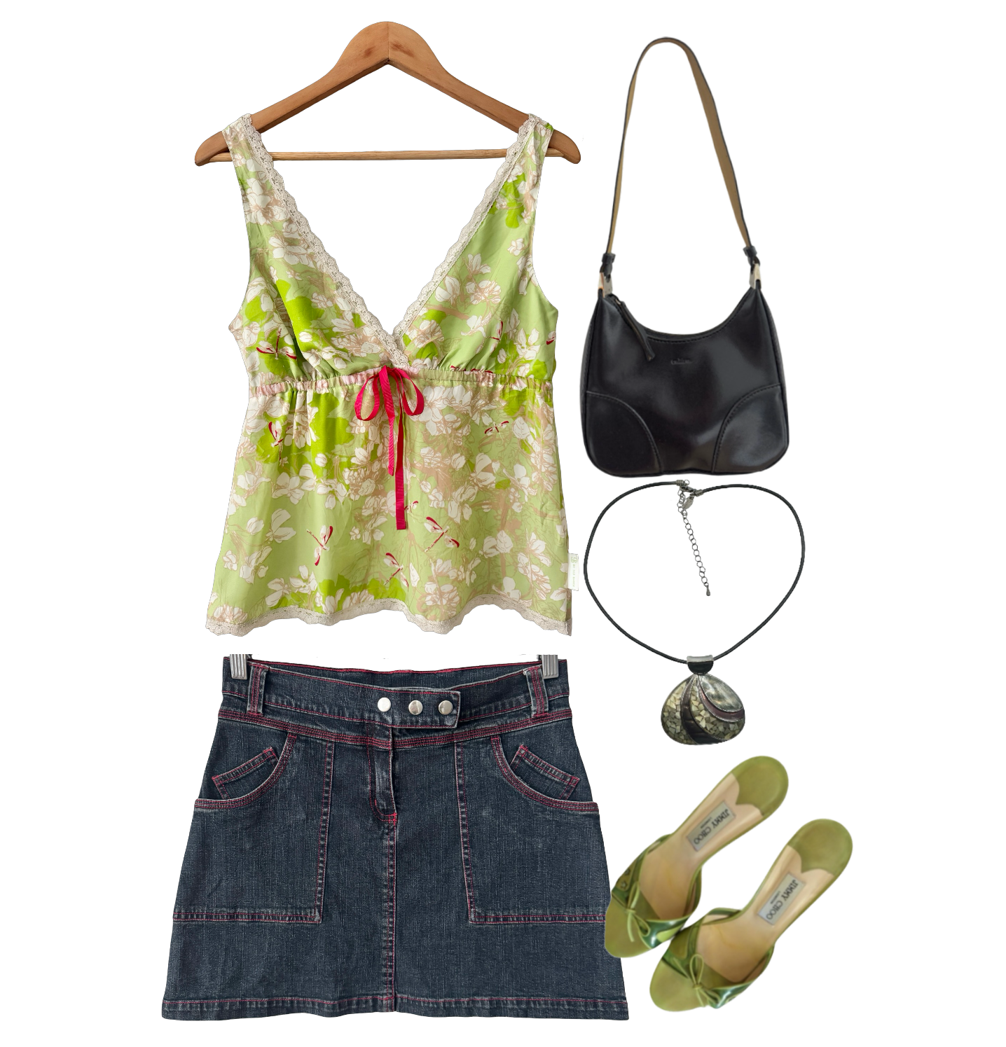 Vintage Y2K Dragonfly Garden Lace Cami (M)