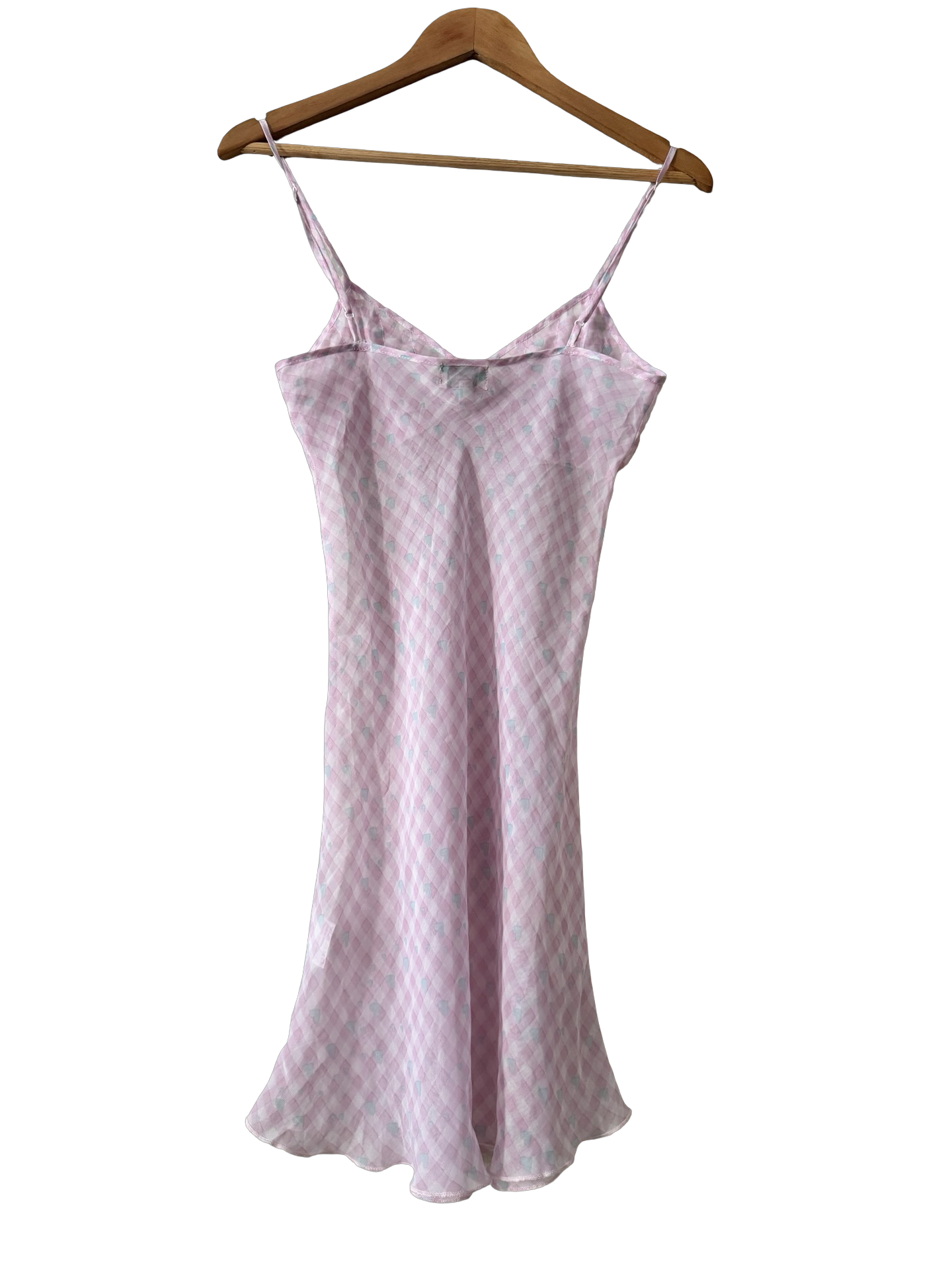 Vintage Y2K French Pink Sugar Gingham Slip Mini Dress (S)